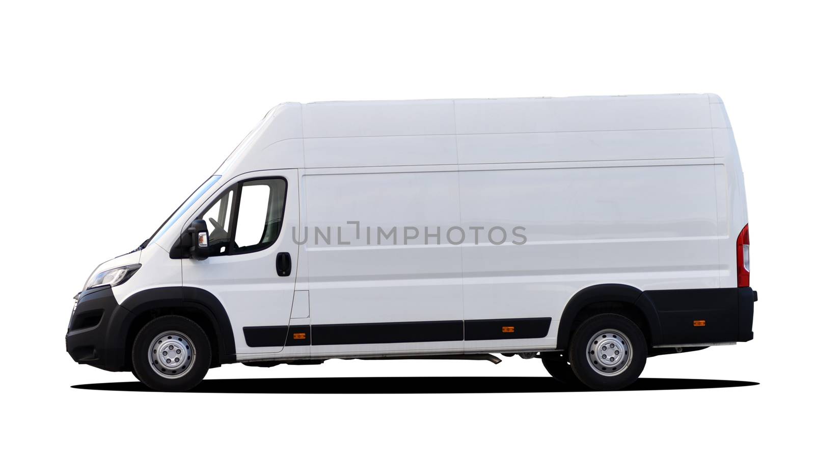 white commercial vehicle isolated on white background