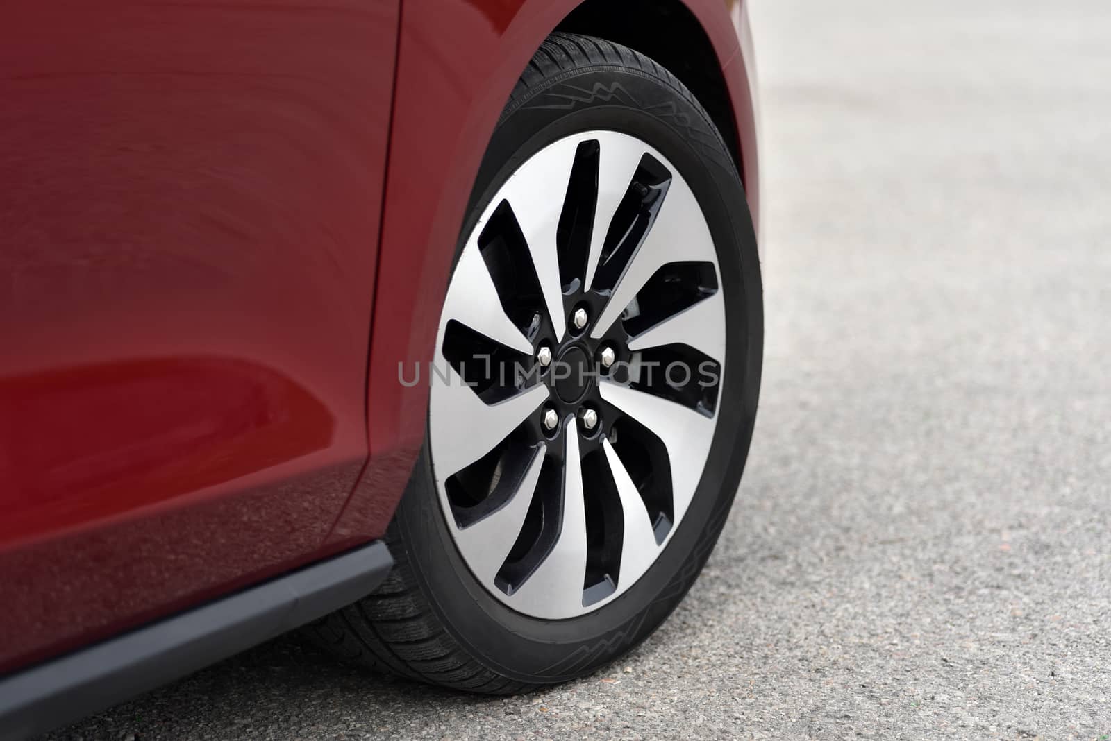 tire and alloy wheel on a passenger car