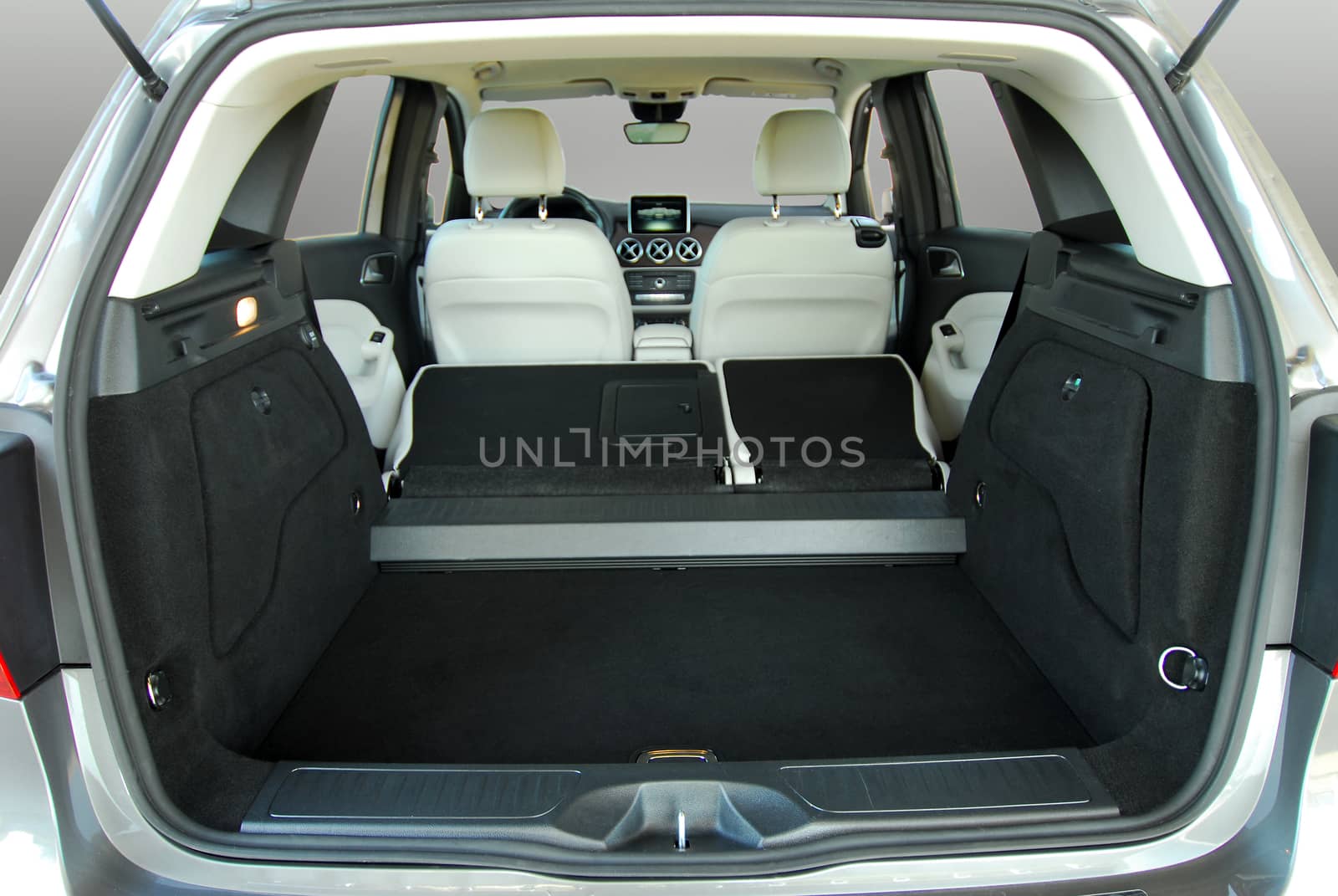 car trunk with rear seats folded