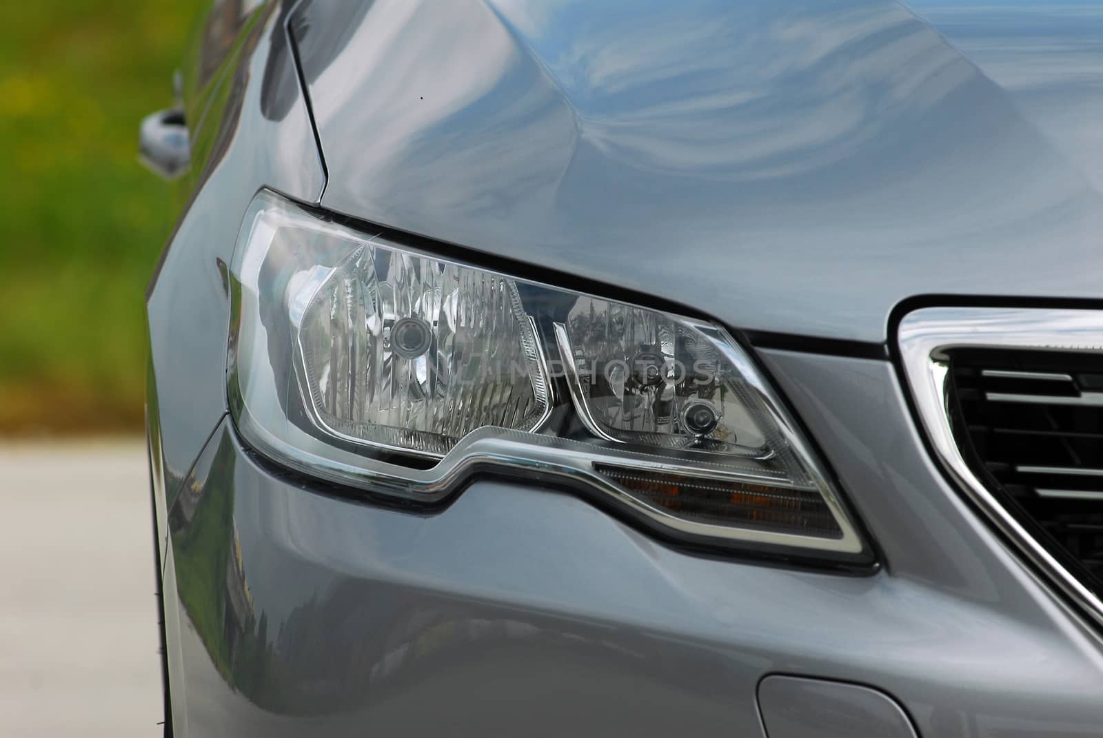 Close-up shot of car head lamp