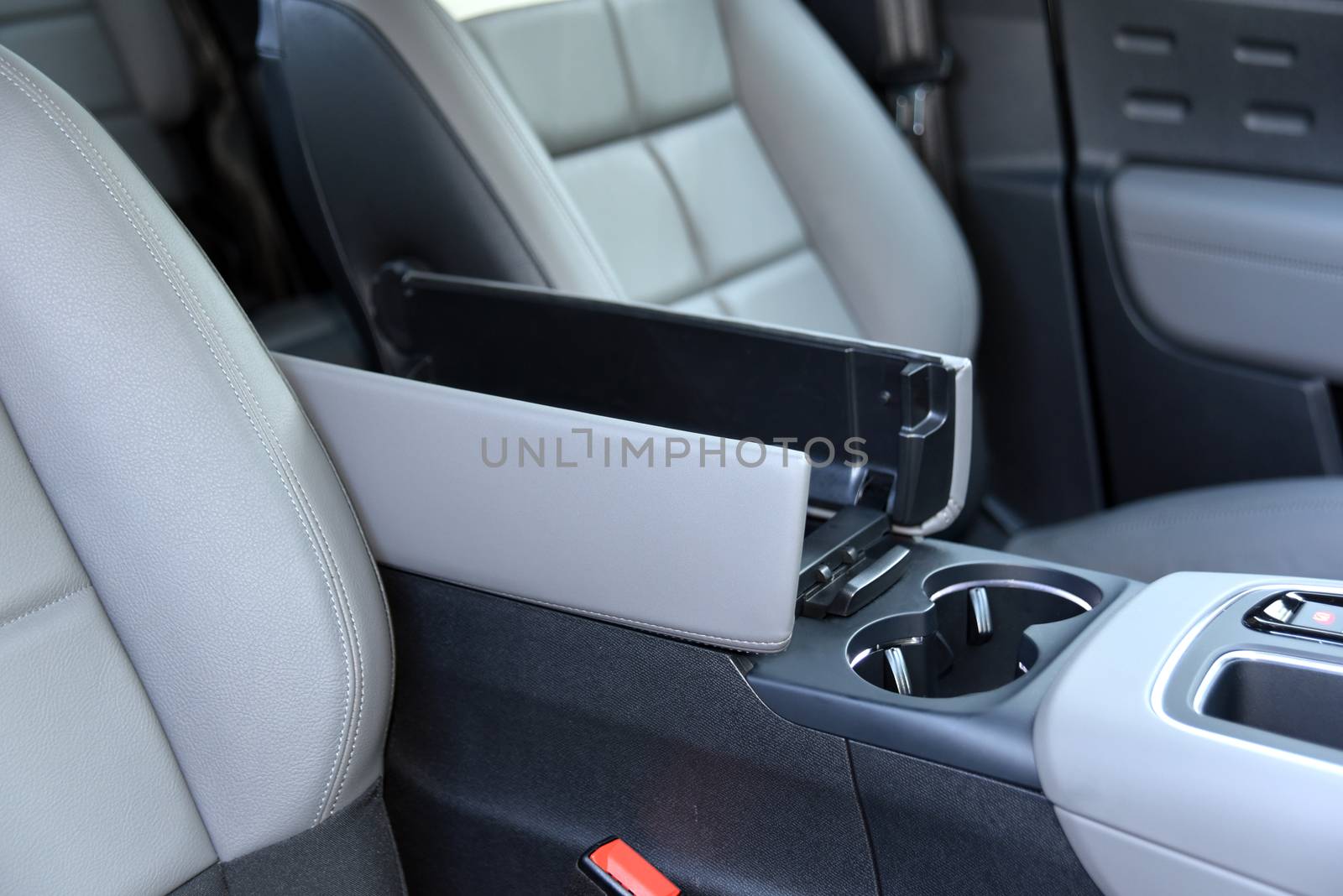 open glove compartment box inside modern car