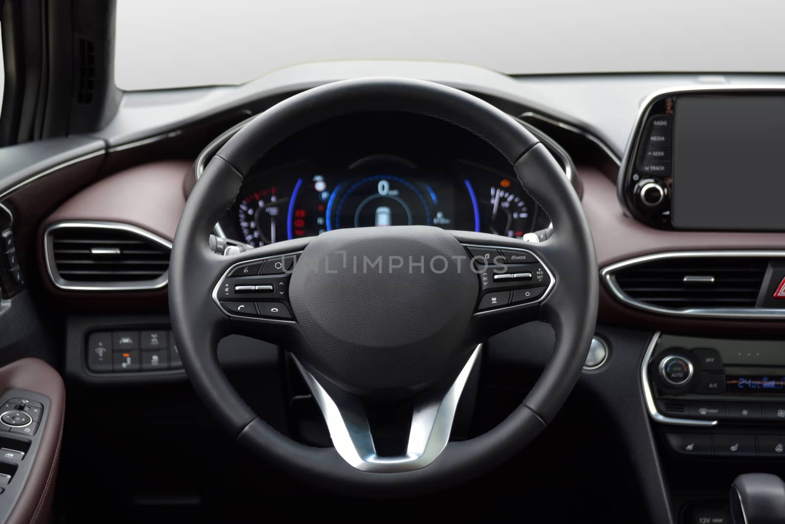 steering wheel in the new modern car