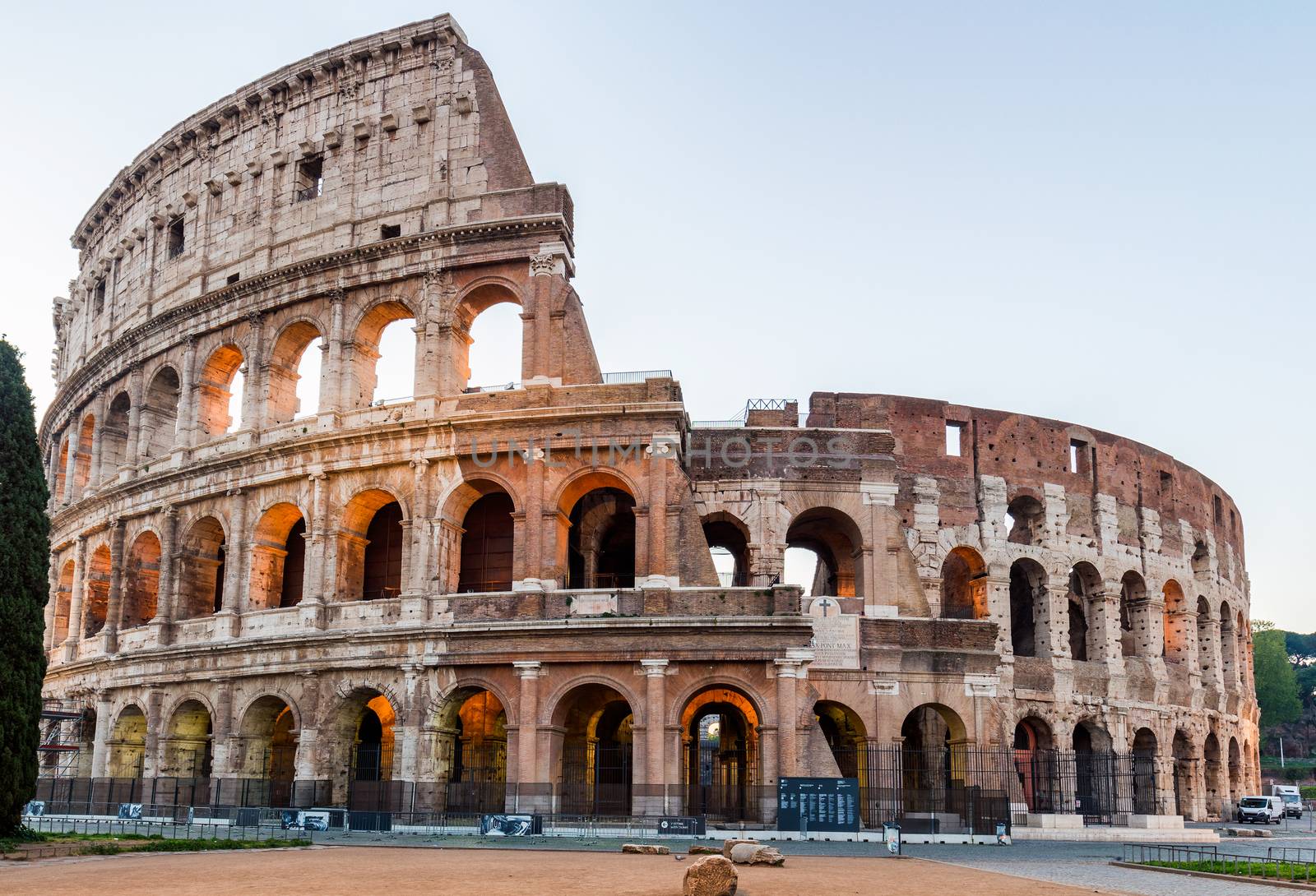 Colosseum at sunrise in Rome, Italy