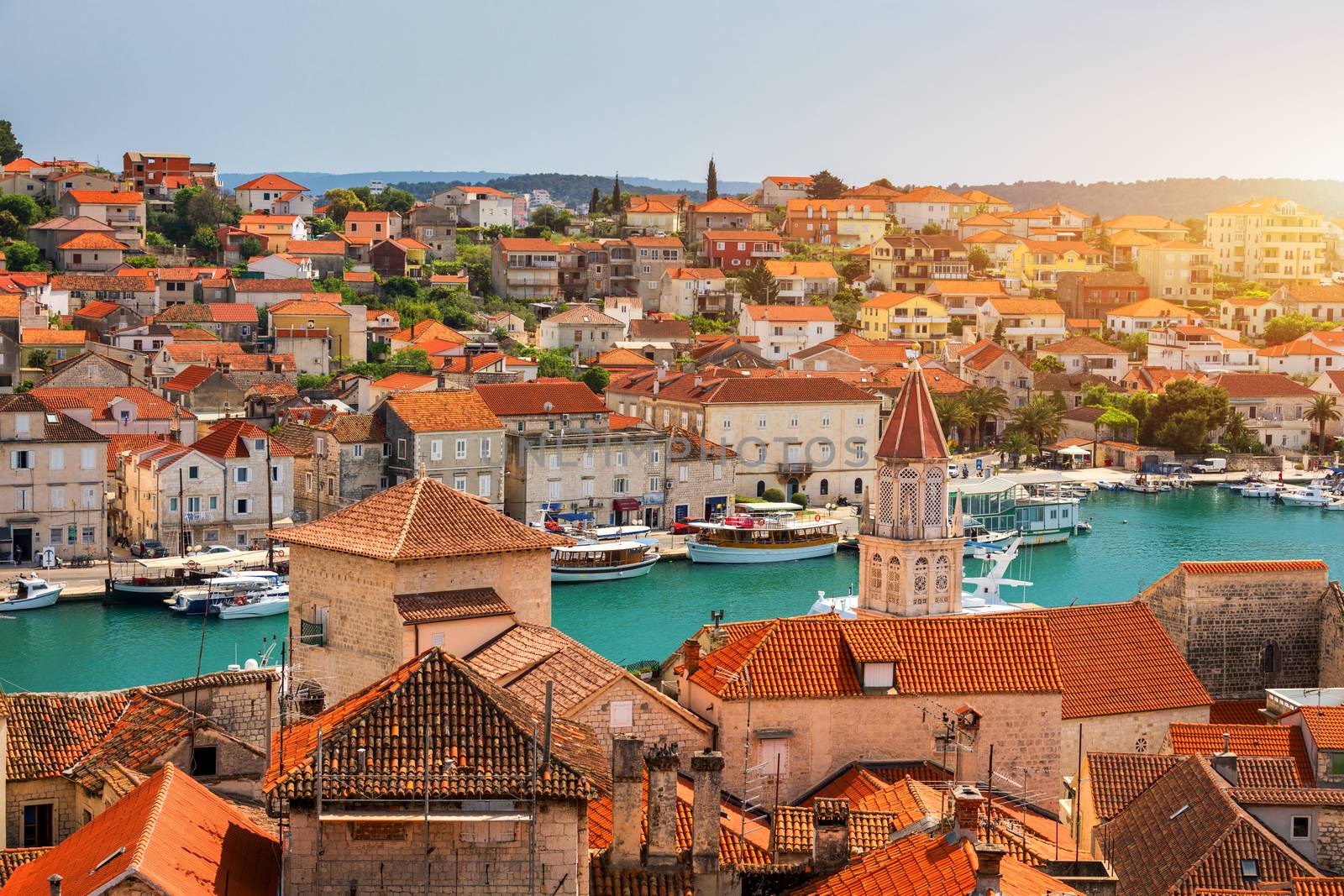 Old town of Trogir in Dalmatia, Croatia. Trogir old town. Near Split in Croatia. The picturesque and historical city of Trogir in Balkan, Dalmatia, Croatia.