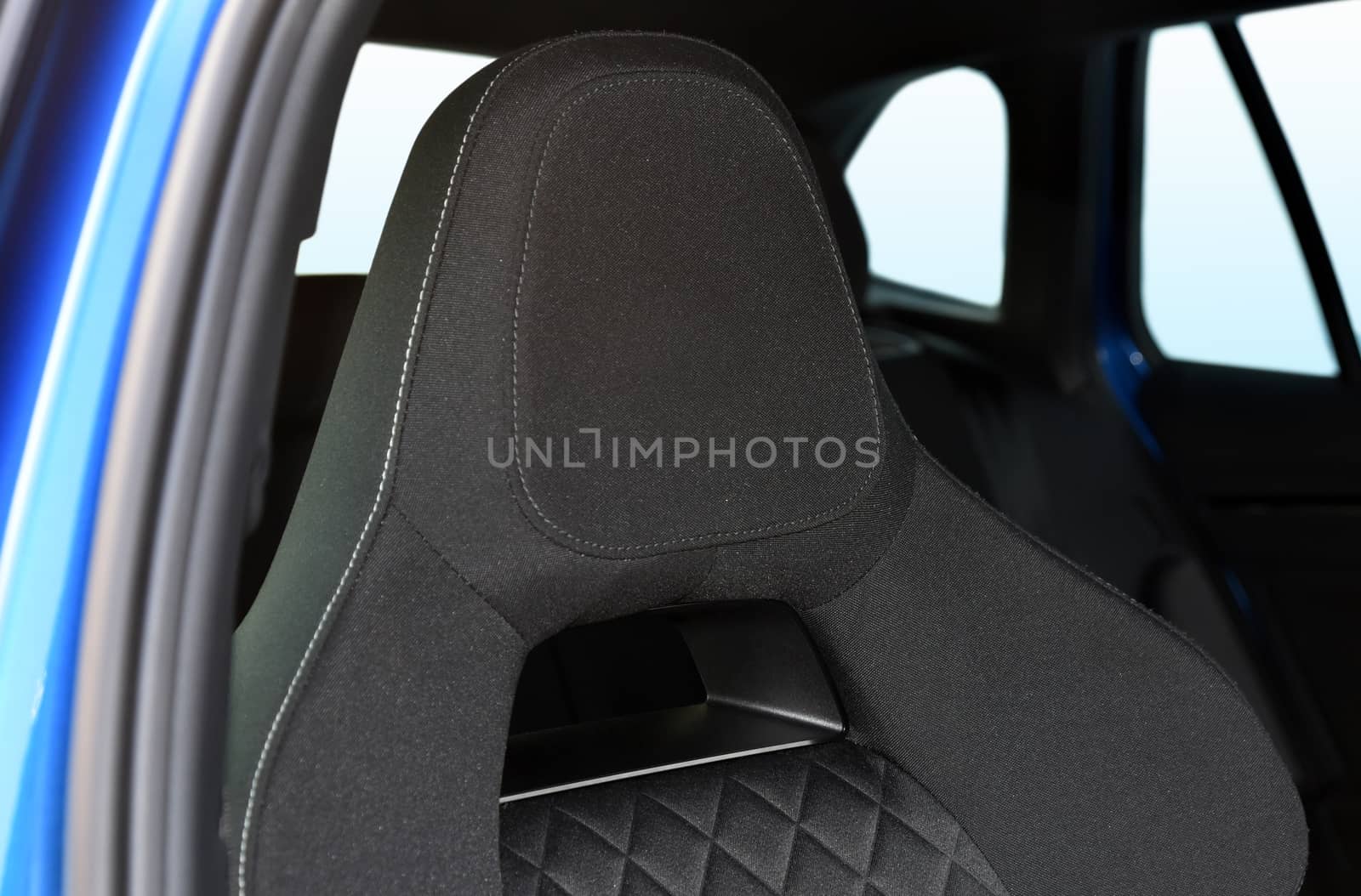 detail in the interior of the modern car, headrest detail on the passenger car