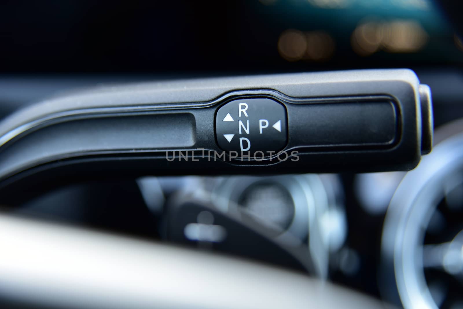 automatic selector lever in the passenger car