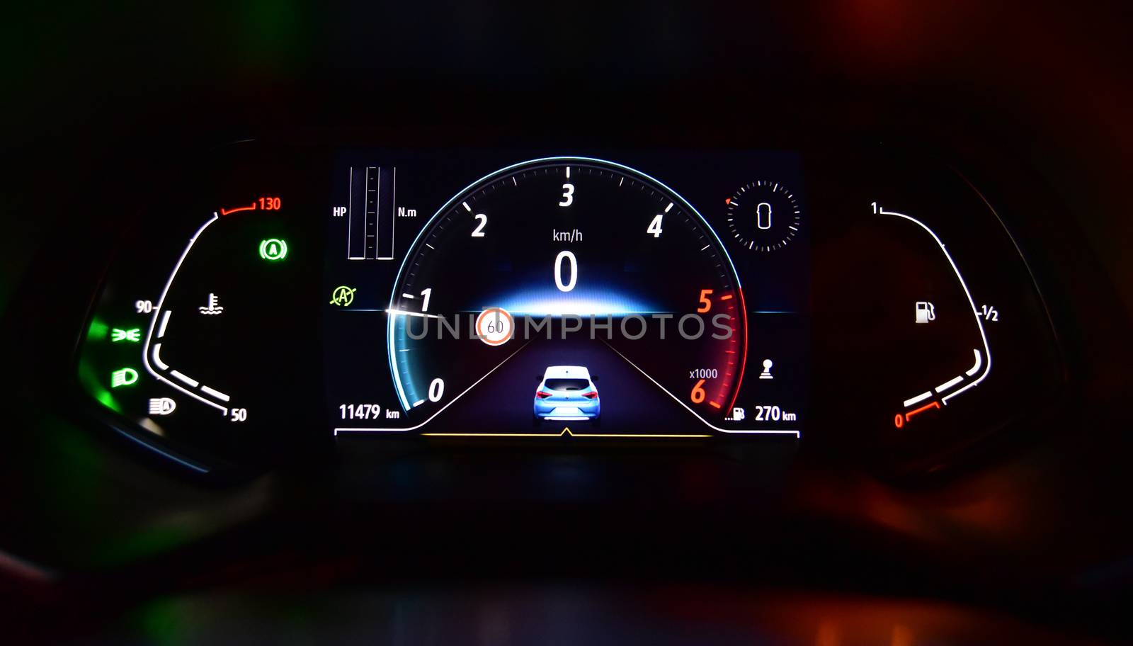 illuminated instrument panel with the passenger car