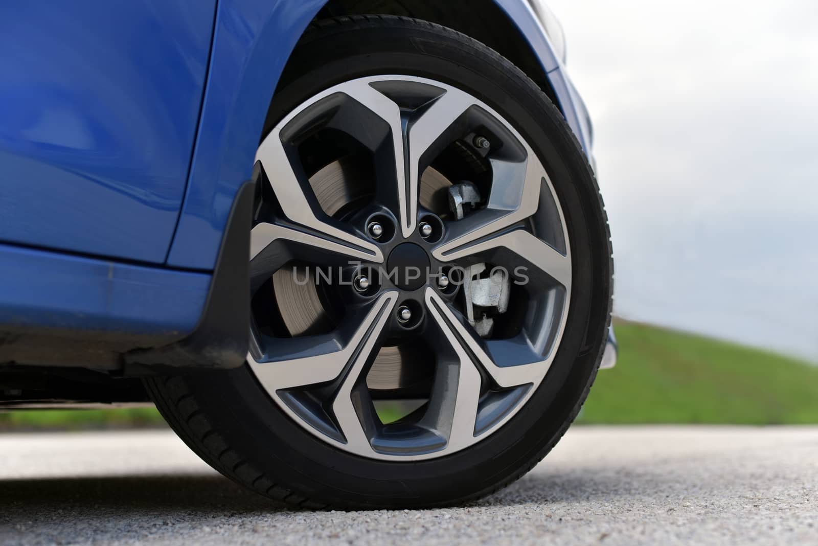 tire and alloy wheel on a passenger car