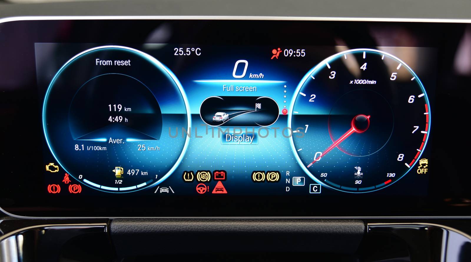 illuminated instrument panel with the passenger car