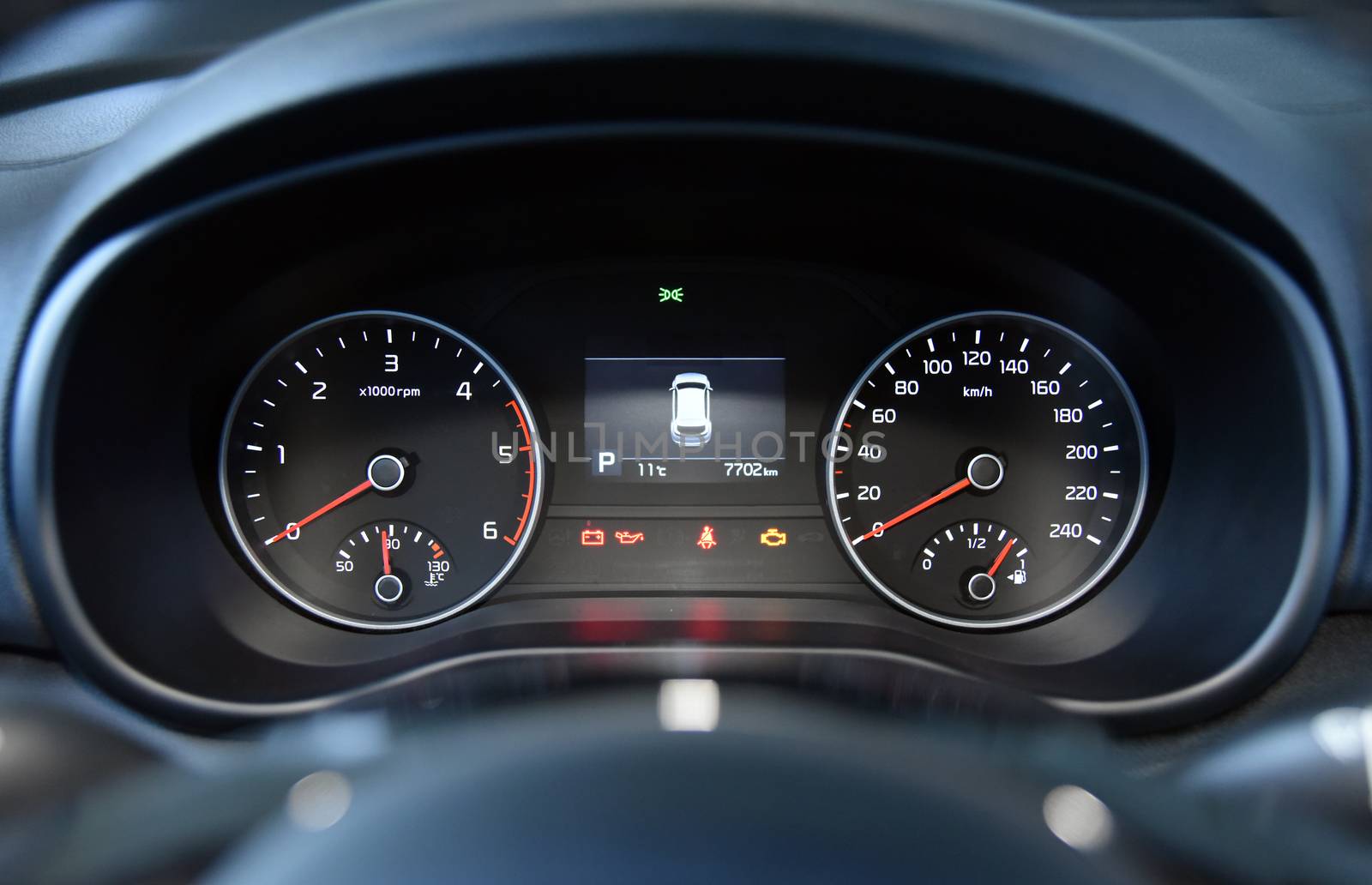 illuminated instrument panel with the passenger car