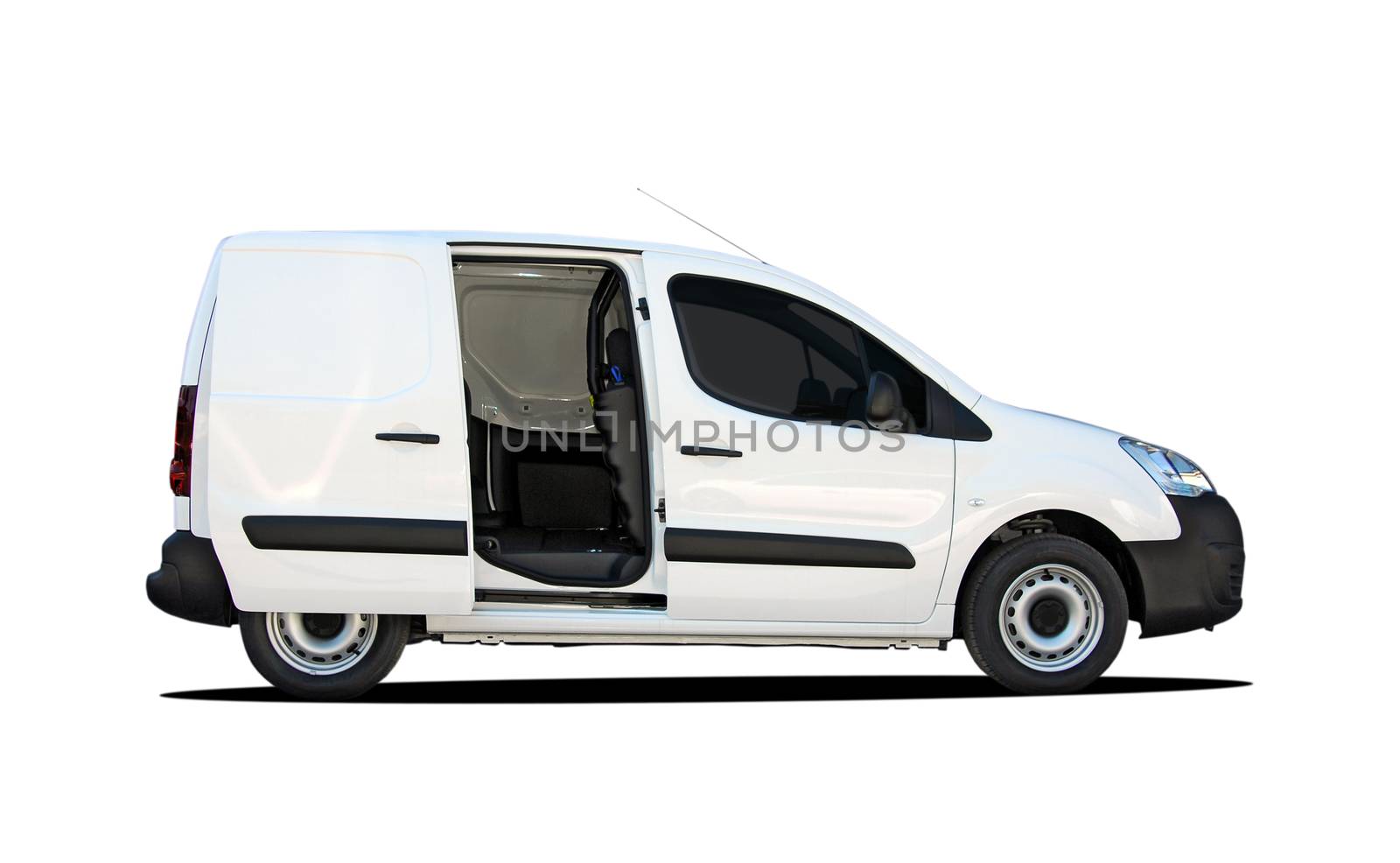 white commercial vehicle isolated on white background