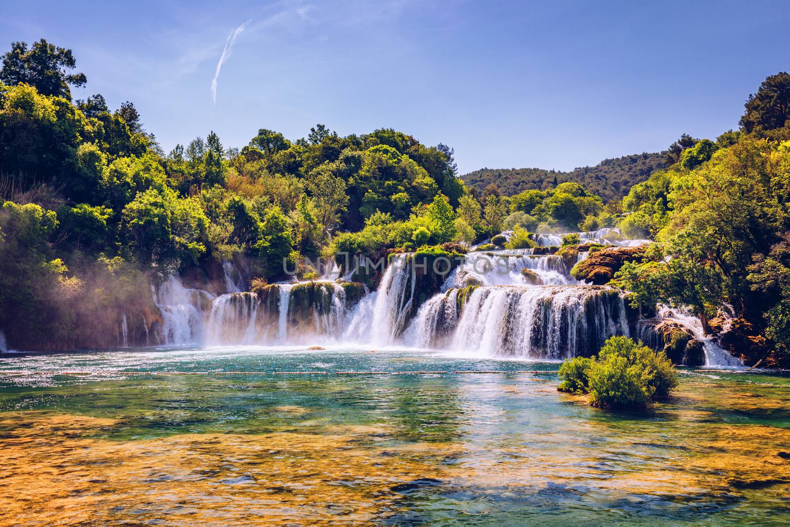 Beautiful Skradinski Buk Waterfall In Krka National Park, Dalmatia, Croatia, Europe. The magical waterfalls of Krka National Park, Split. An incredible place to visit near Split, Croatia.