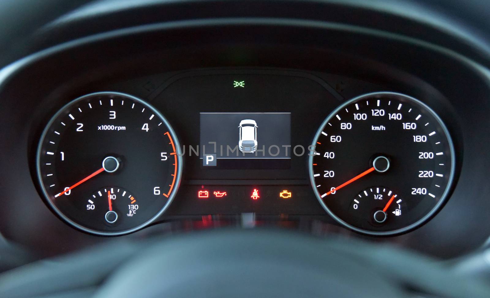 illuminated instrument panel with the passenger car