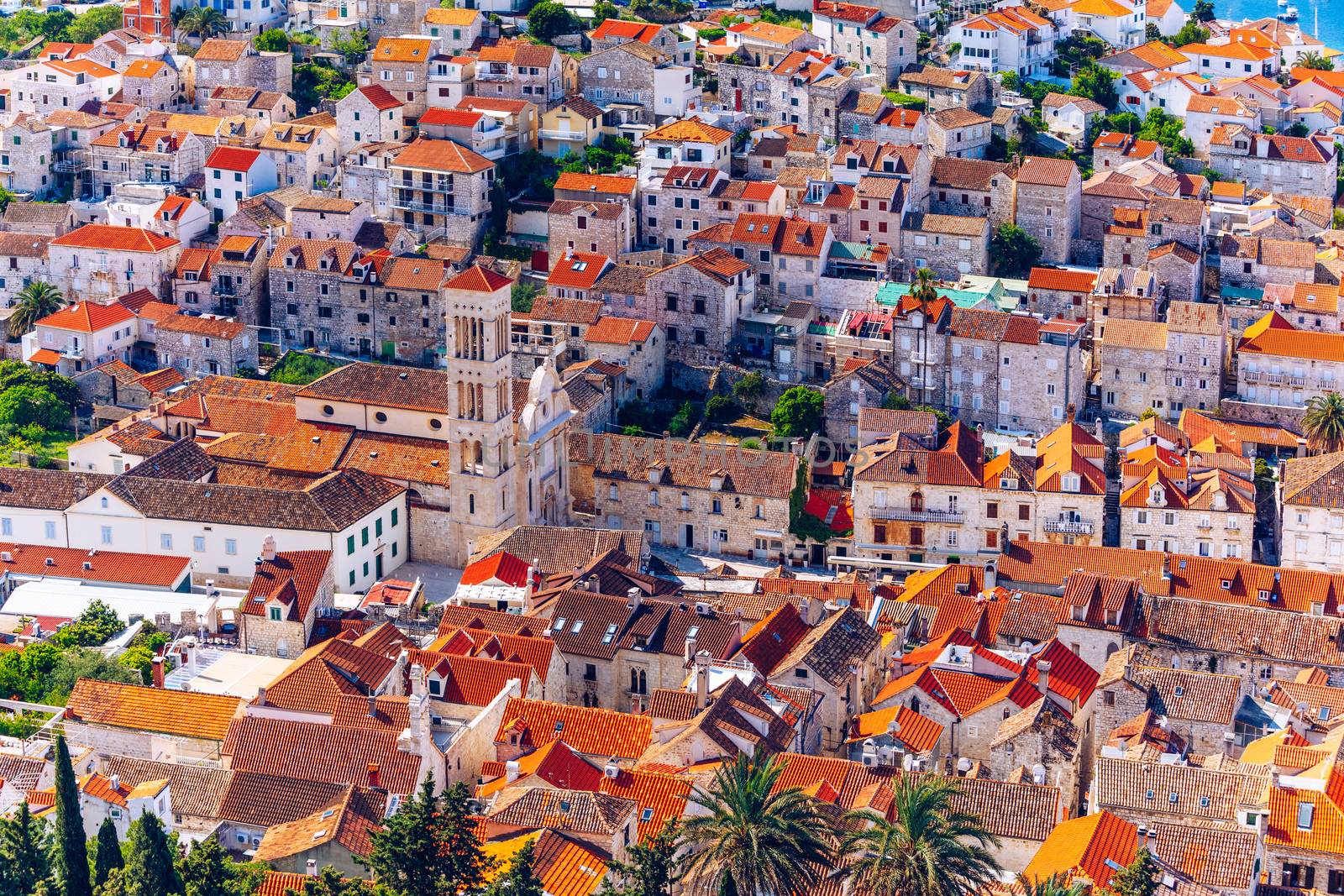 Cathedral of Saint Stephen, a Roman Catholic cathedral in the town of Hvar, on island of Hvar in Split-Dalmatia County, Croatia. Saint Stephen Cathedral on the central square of the city of Hvar.
