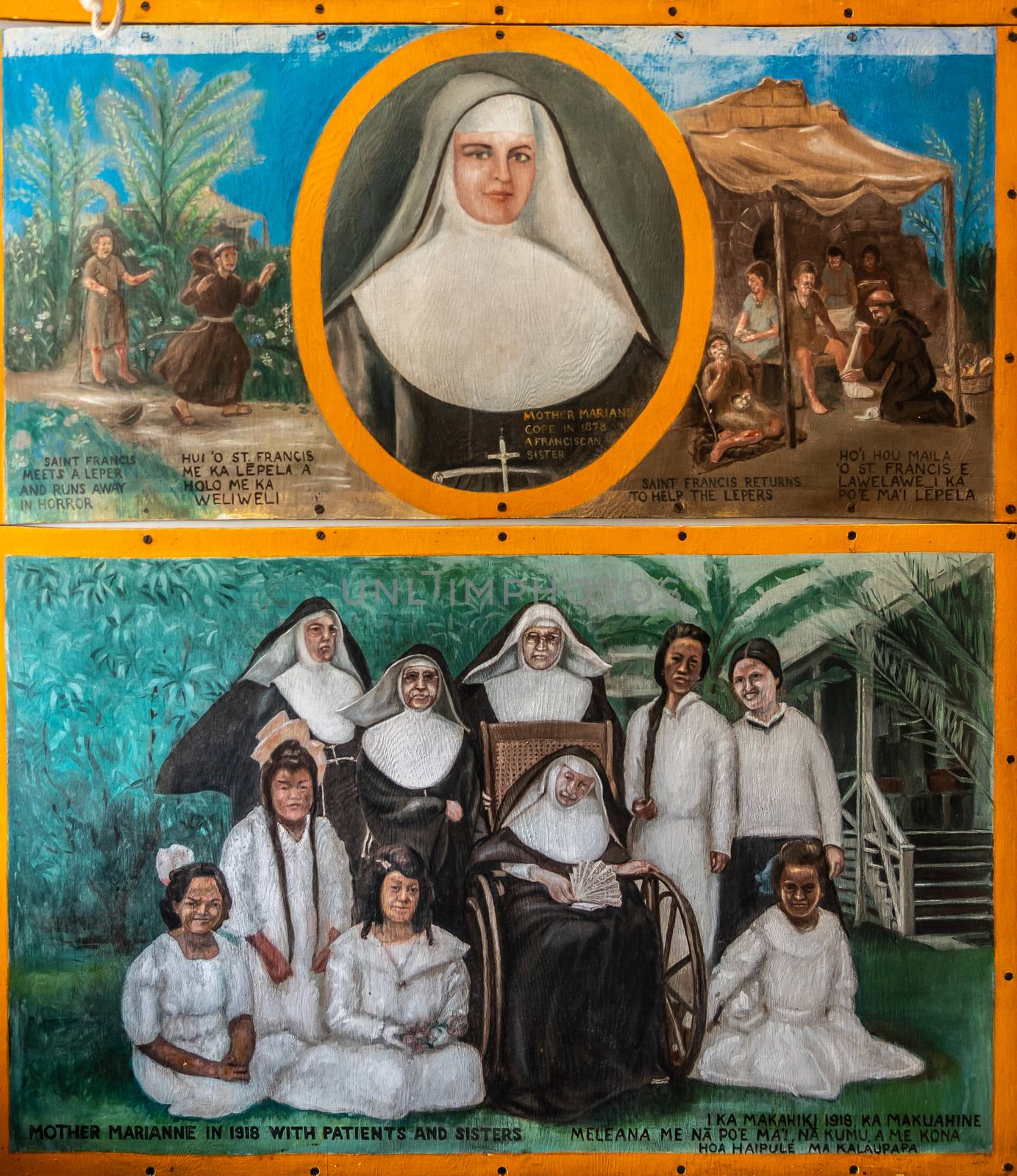 Nun Saint Marianne painting at Star of the Sea Catholic Church, by Claudine