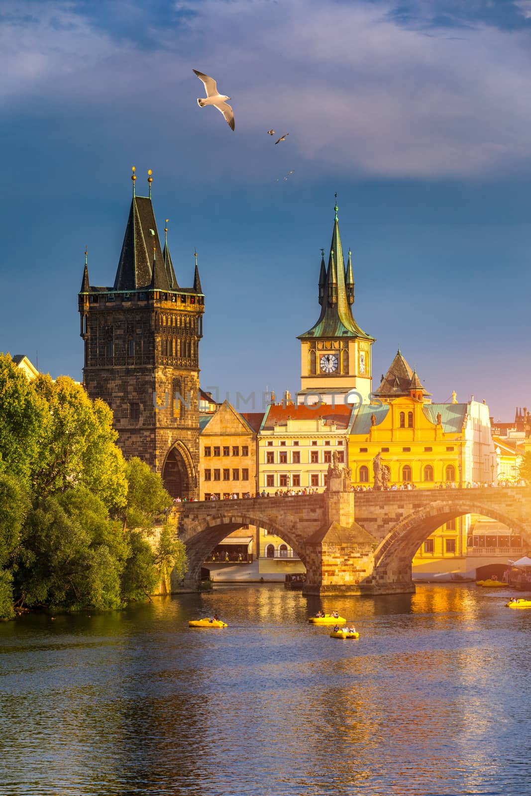 Charles Bridge, Old Town and Old Town Tower of Charles Bridge, Prague, Czech Republic. Prague old town and iconic Charles bridge, Czech Republic. Charles Bridge (Karluv Most) and Old Town Tower.