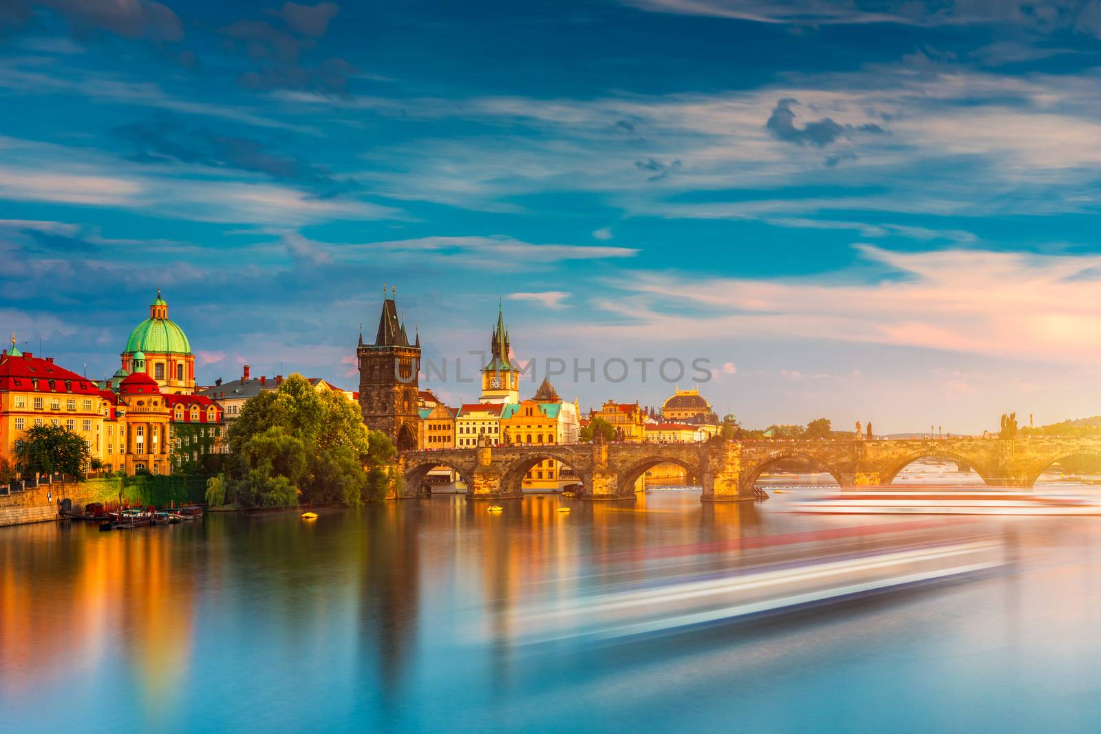 Charles Bridge, Old Town and Old Town Tower of Charles Bridge, Prague, Czech Republic. Prague old town and iconic Charles bridge, Czech Republic. Charles Bridge (Karluv Most) and Old Town Tower.