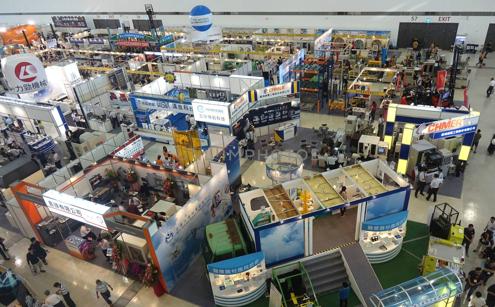 KAOHSIUNG, TAIWAN -- APRIL 18, 2015: A bird's eye view of the Kaohsiung Industrial Automation Exhibition 2015 that took place in the Kaohsiung Exhibition Center.
