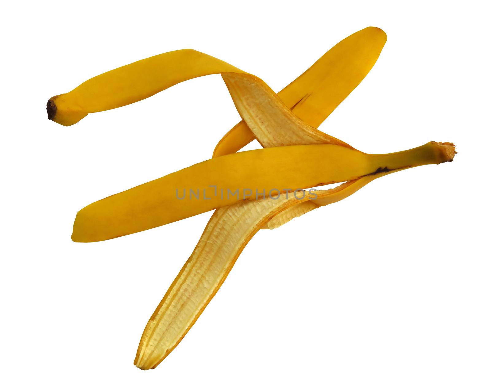 Banana peel isolated on white. Photo with clipping path.