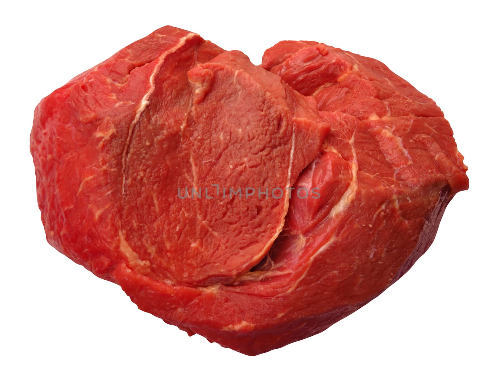 Beef tenderloin isolated on white. Clipping path included.
