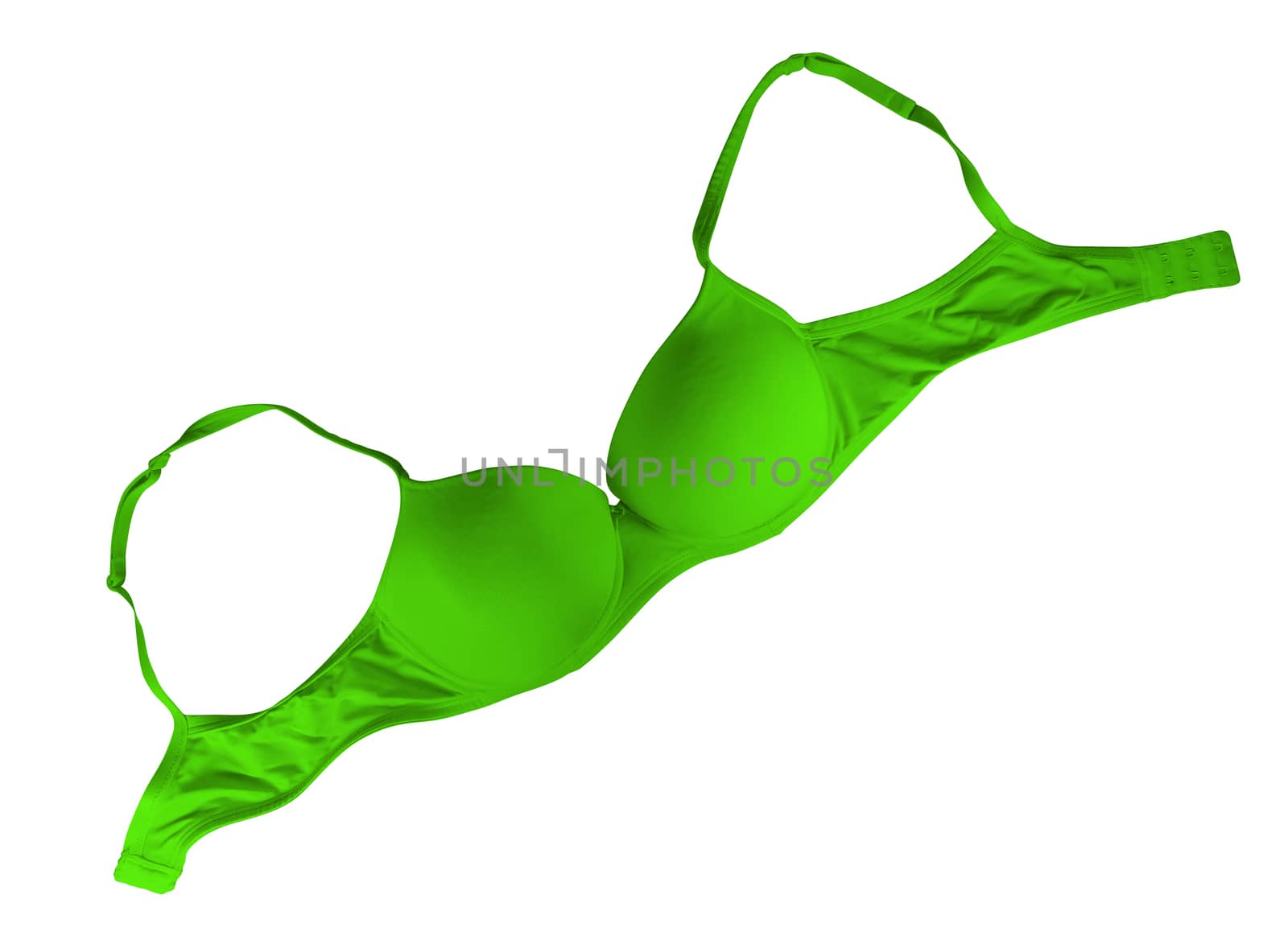 Green brassiere isolated on white. Clipping Path included.