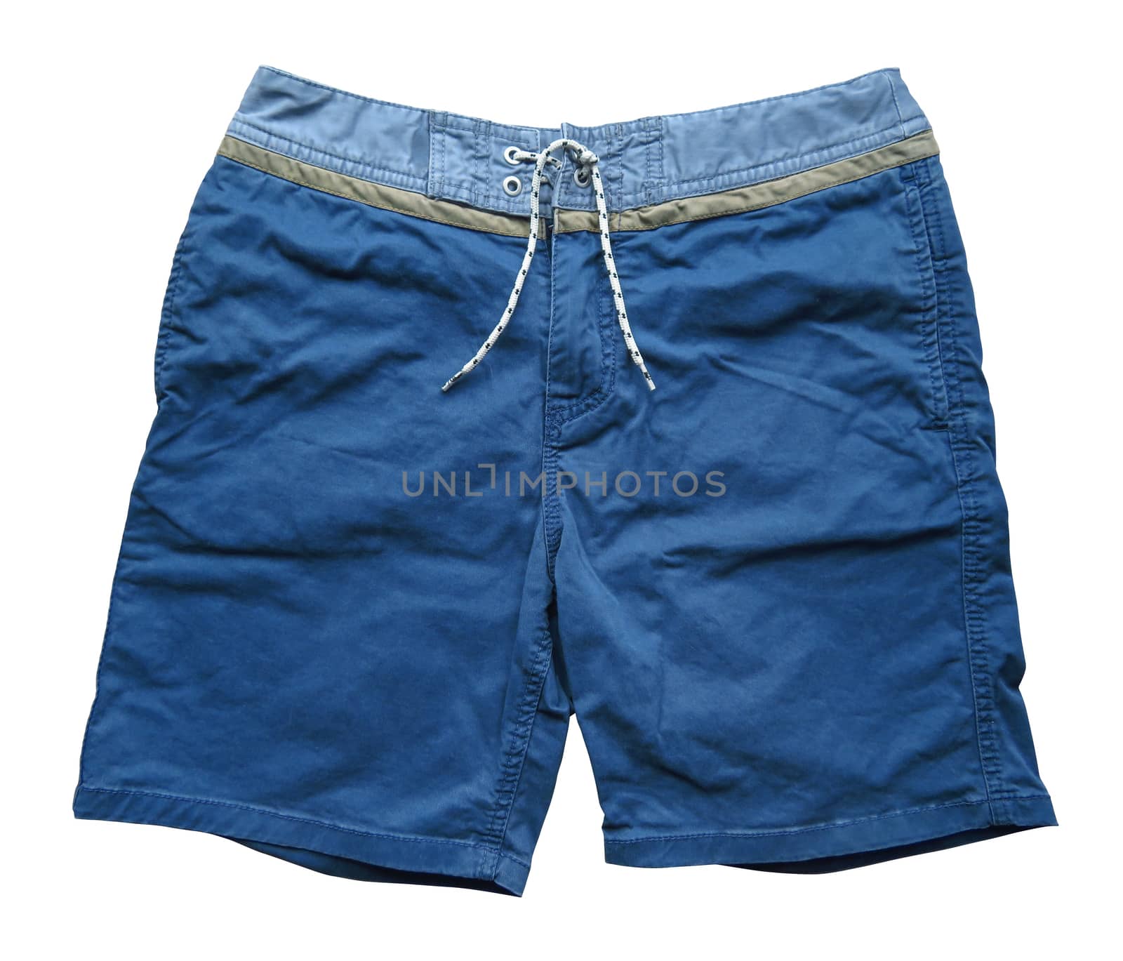 Blue denim shorts isolated on white background. Clipping path included.