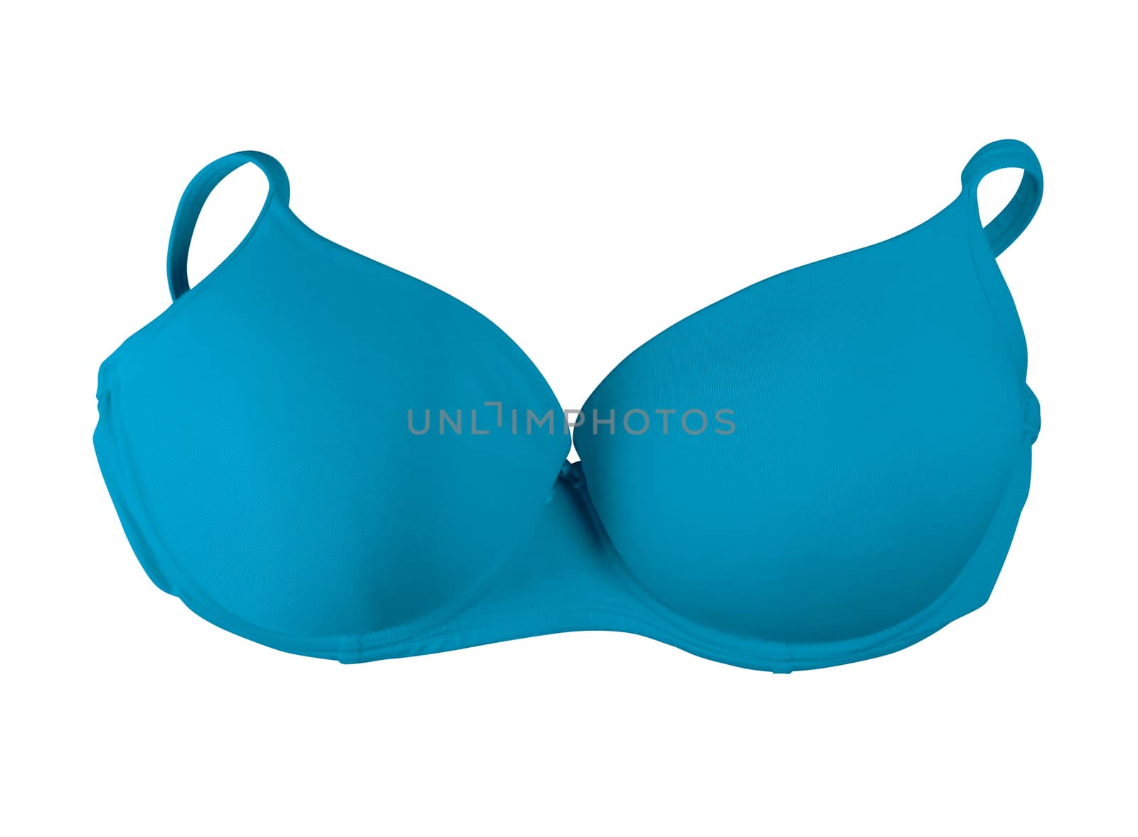 Blue brassiere isolated on white. Clipping Path included.