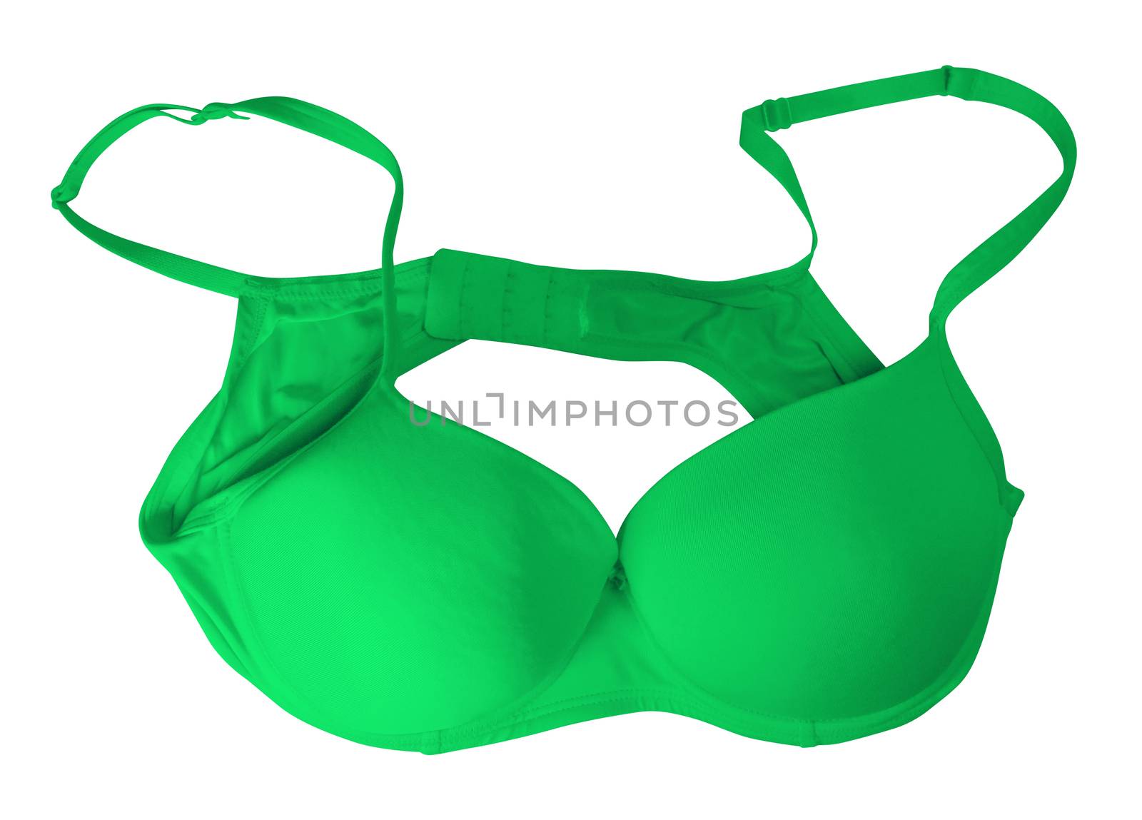 Green brassiere isolated on white. Clipping Path included.
