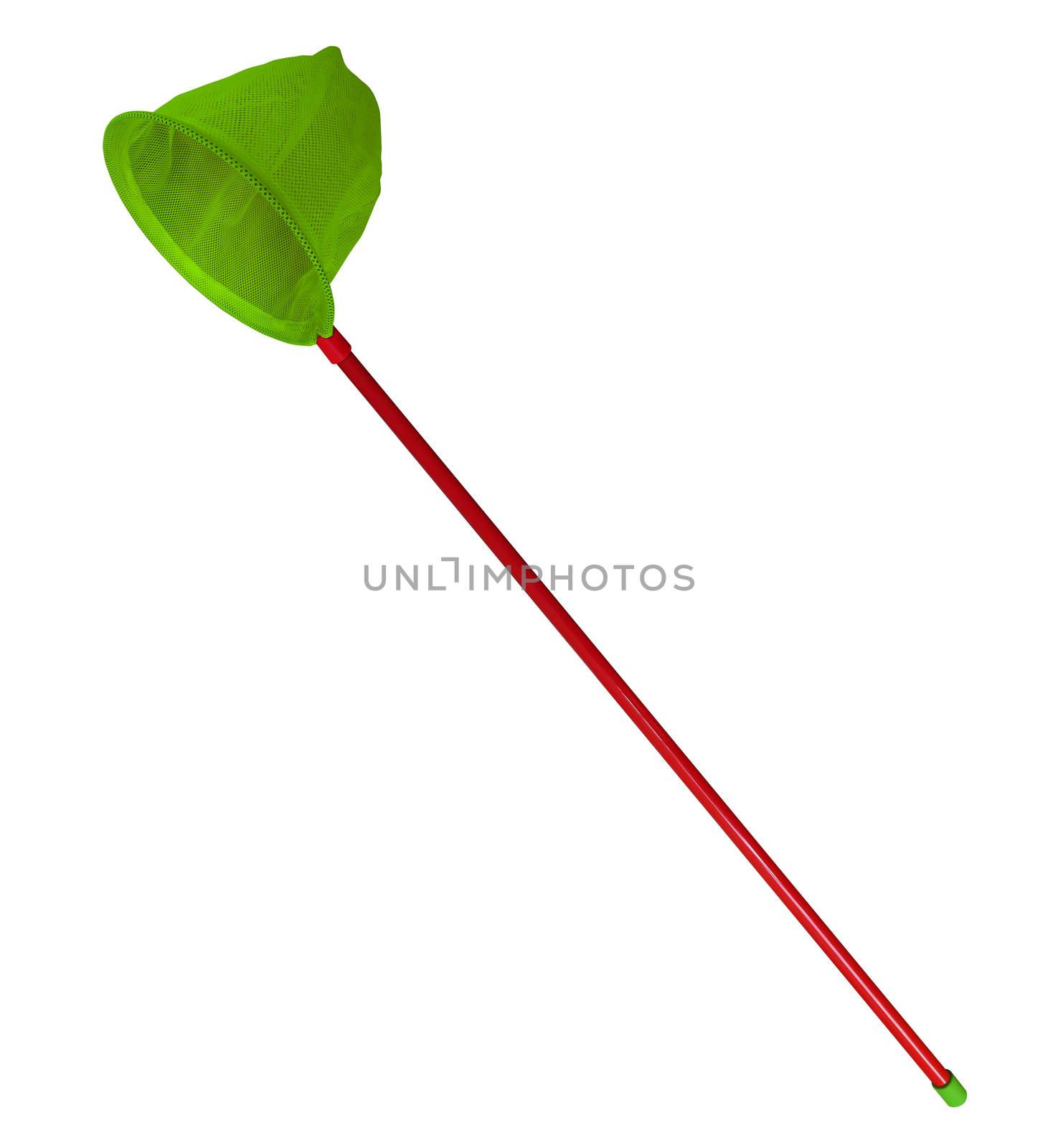 Green butterfly net isolated on a white. Clipping path included.