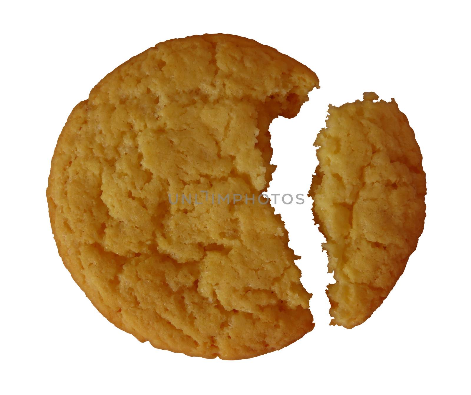 Broken sunflower cookies isolated on a white. Clipping Path included.