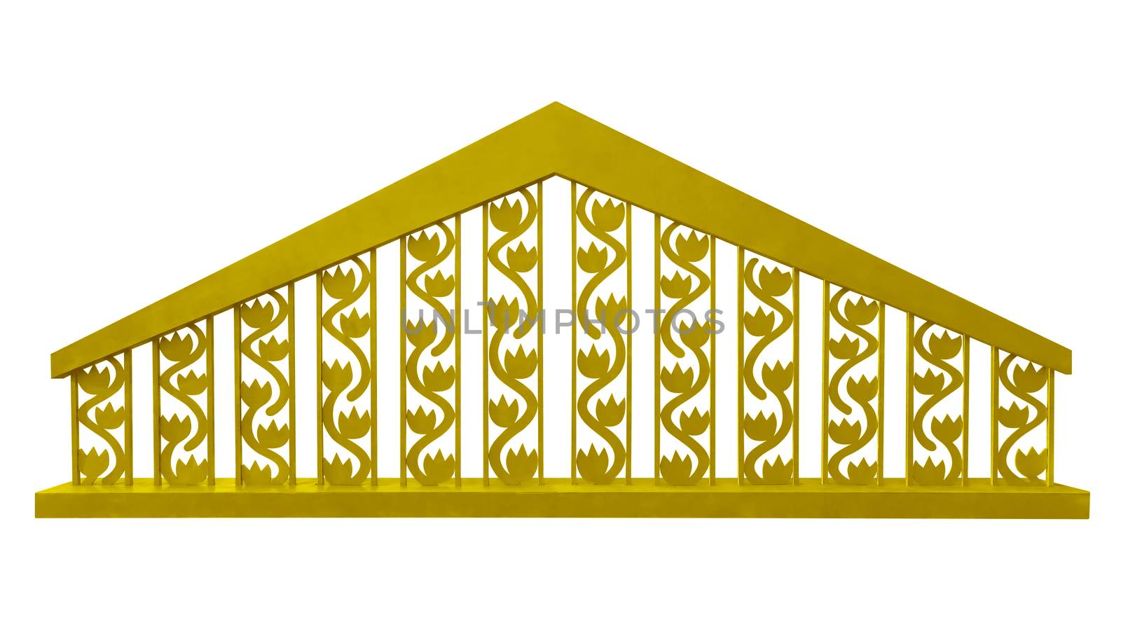Yellow decorative fence isolated on white background. Clipping Path included.