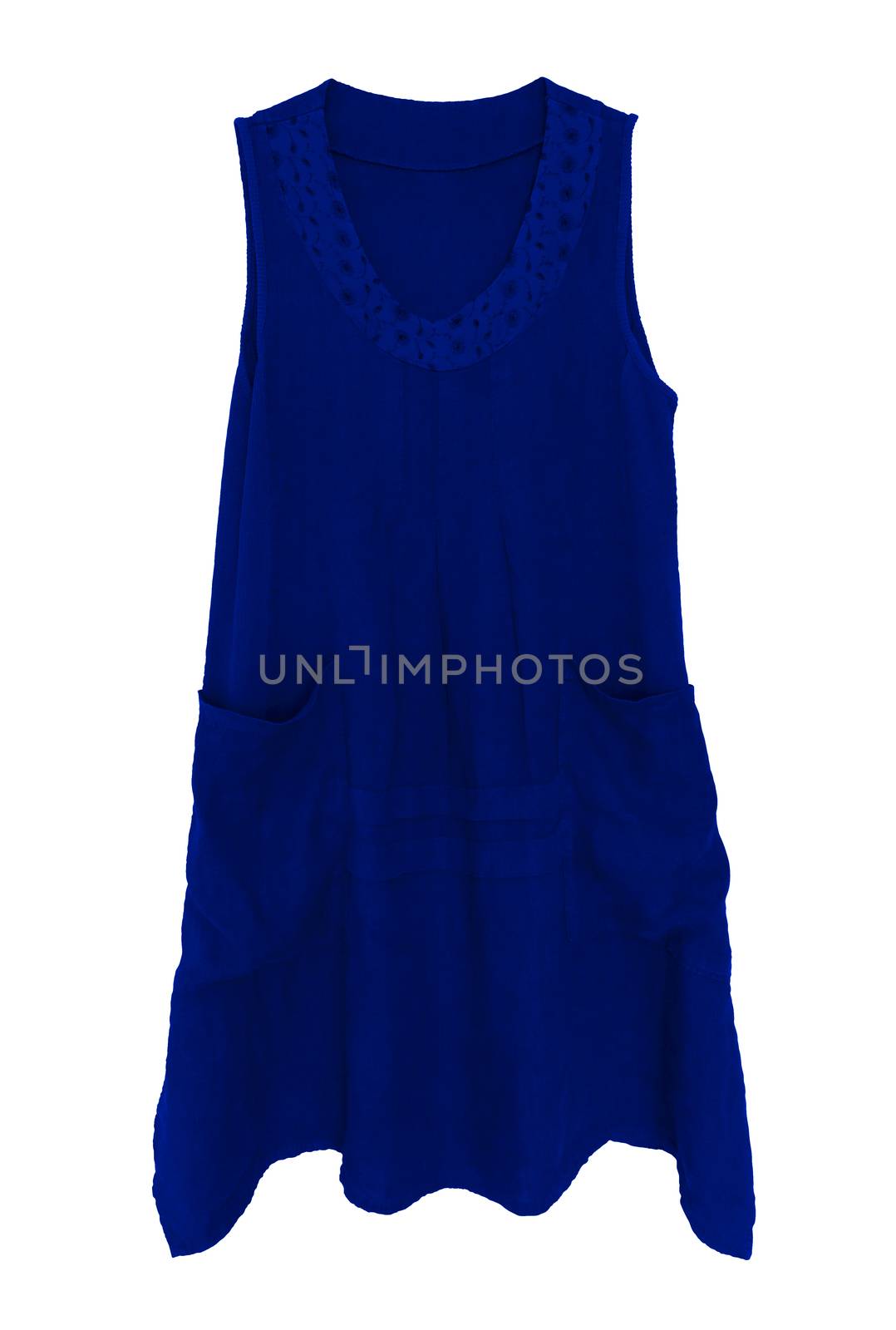 Blue dress isolated on white. Clipping Path included.