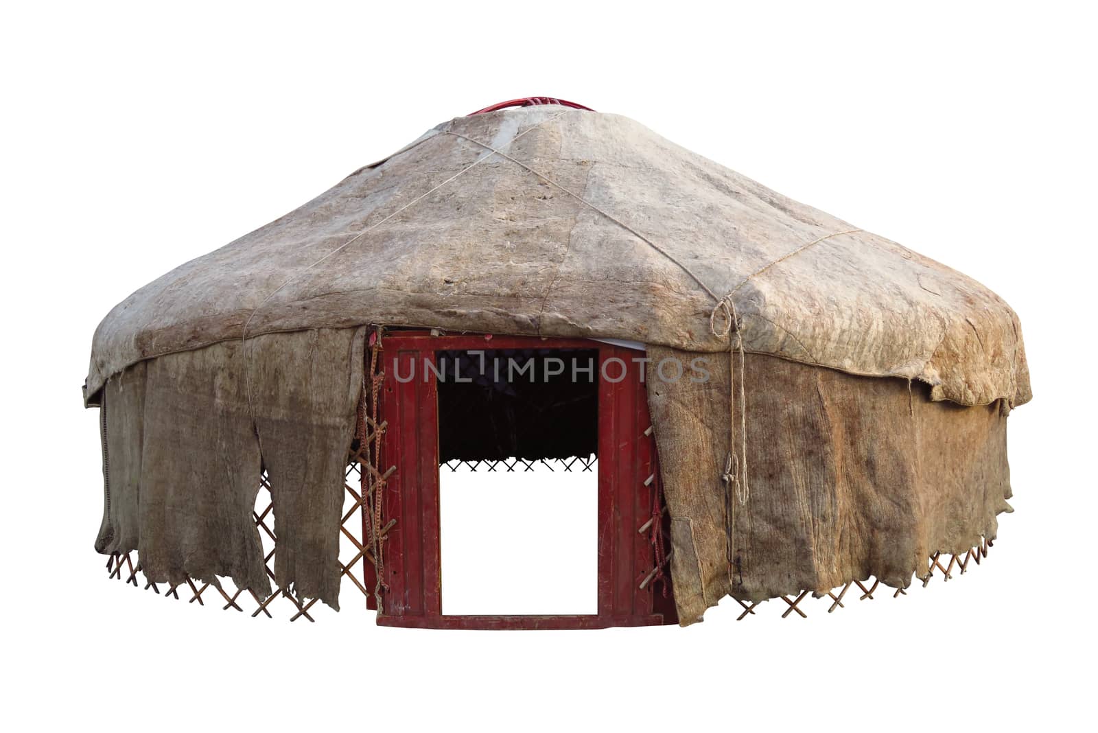Kazakh yurt isolated on white with Clipping Path