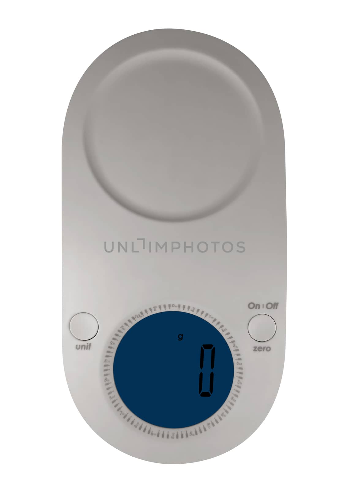 Kitchen electronic scales isolated on white. Clipping Path included.