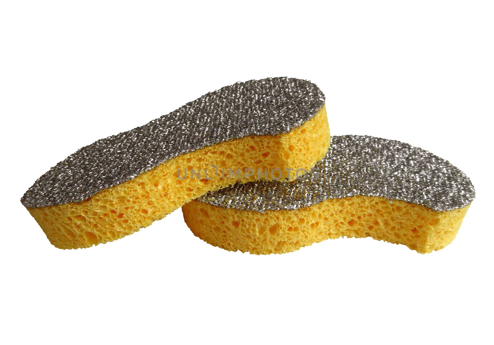 Kitchen cleaning sponge isolated on white. Clipping Path included.