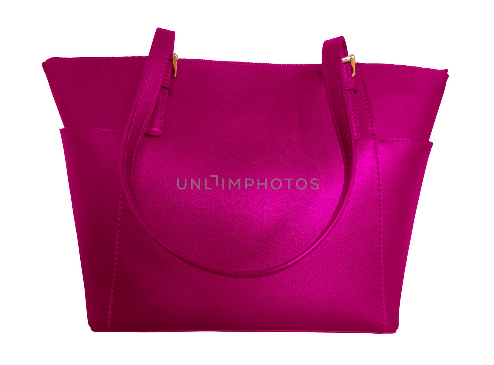 Luxury pink leather handbag isolated background. Clipping Path included.