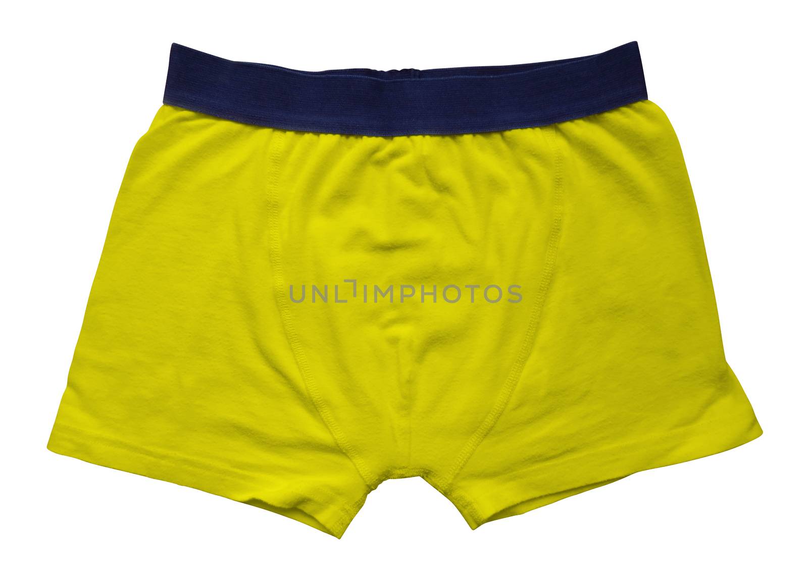 Yellow male underwear isolated on white background. Clipping path included.