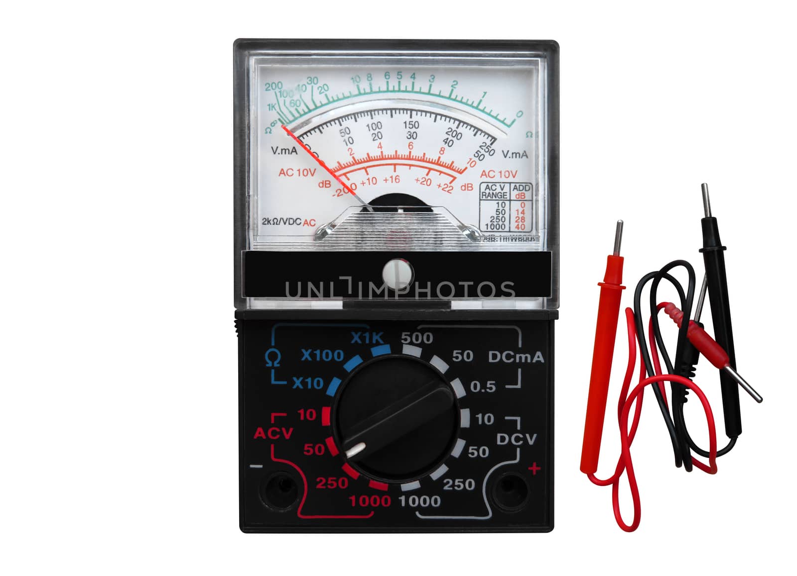 Multimetr isolated on a white. Clipping path included.