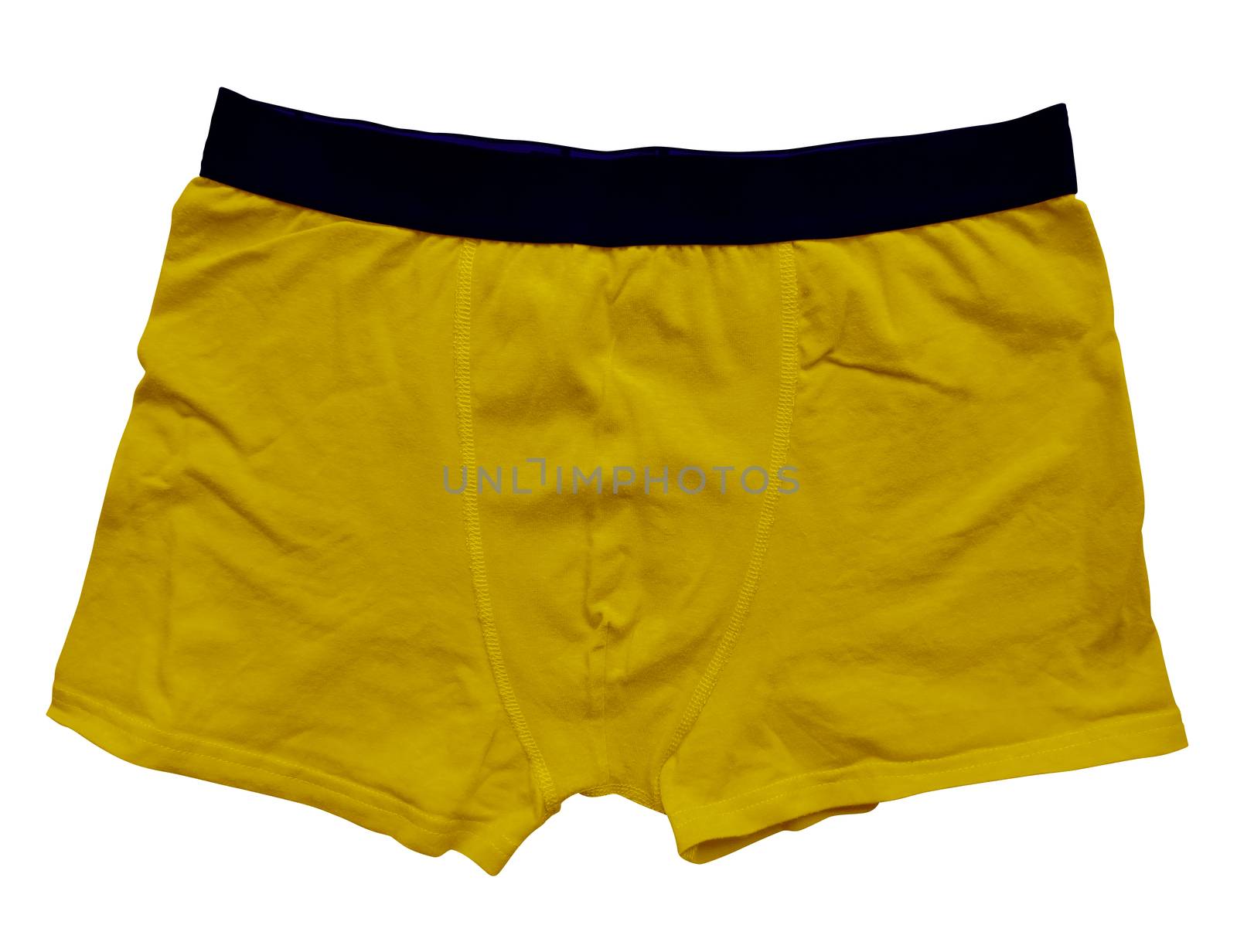 Yellow male underwear isolated on white background. Clipping path included.