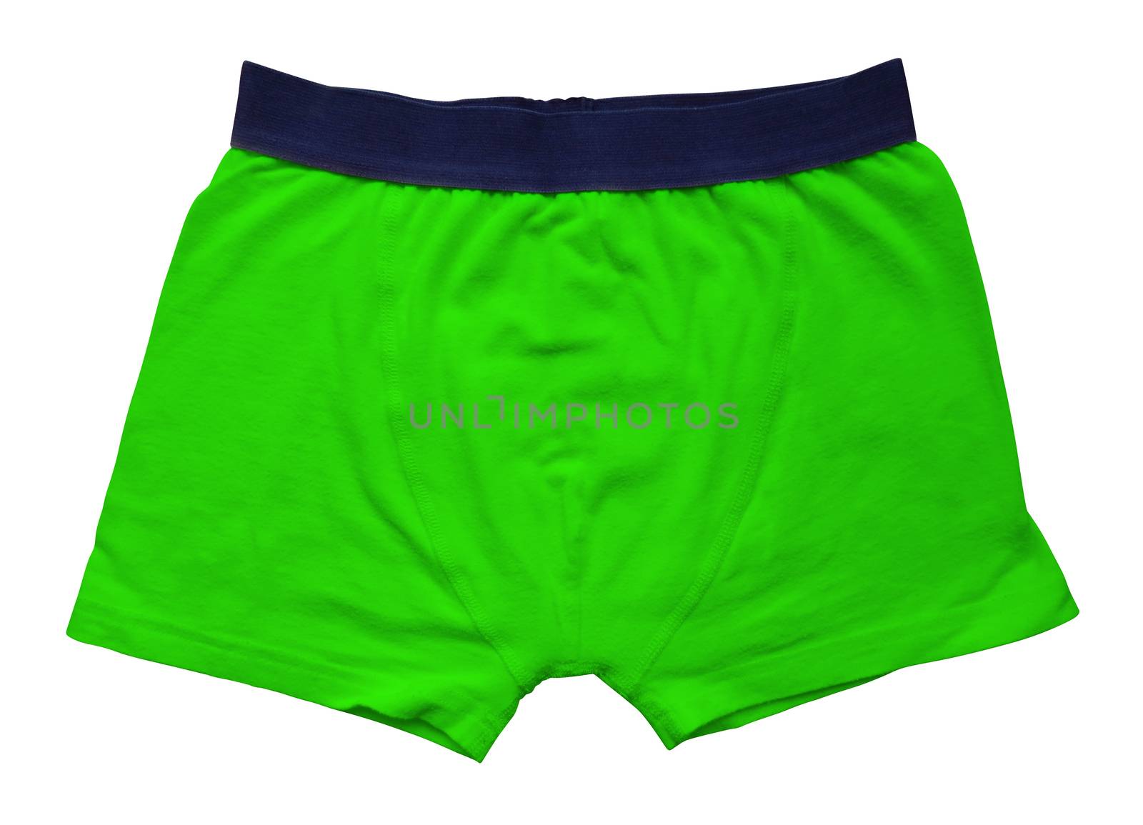 Green male underwear isolated on white background. Clipping path included.