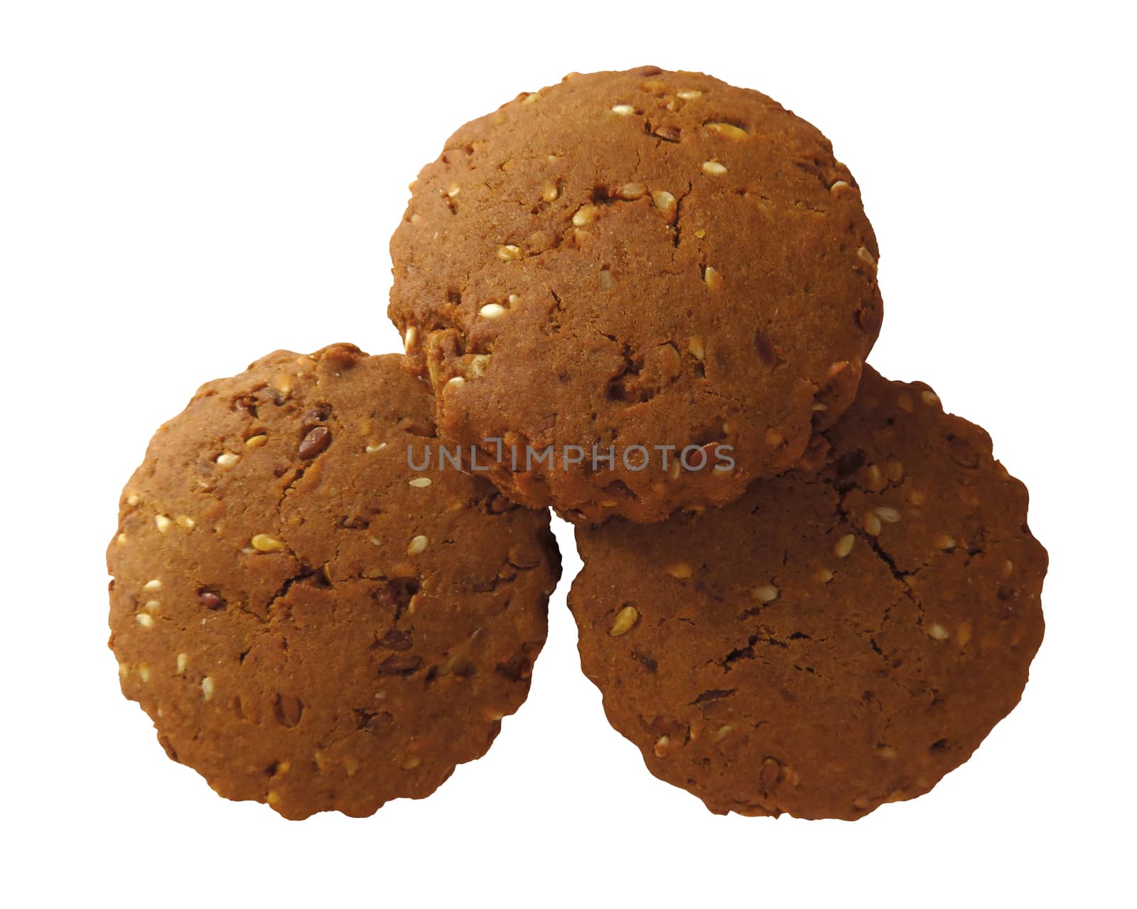 Rye cookies isolated on a white. Clipping Path included.