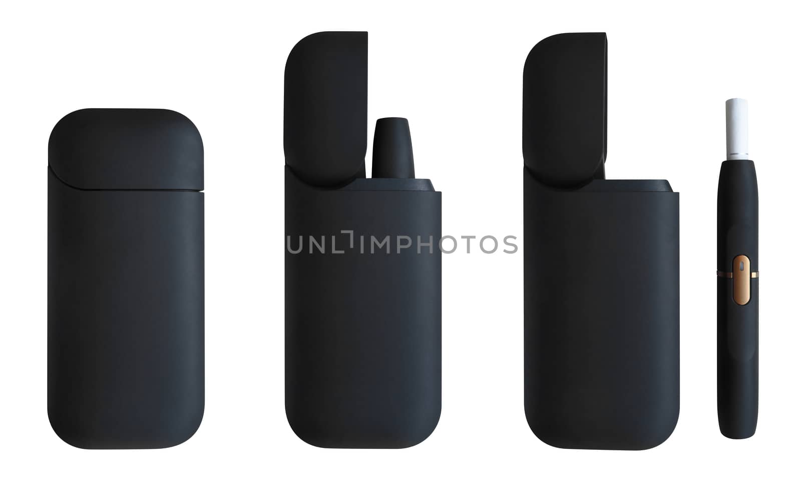 Set of the Electronic smoking devices isolated on white with Clipping Path.