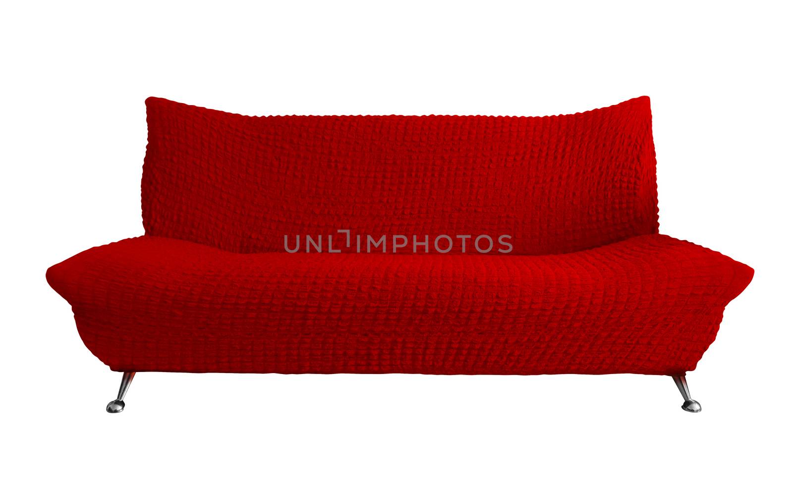 Red sofa isolated on white. Clipping Path included.