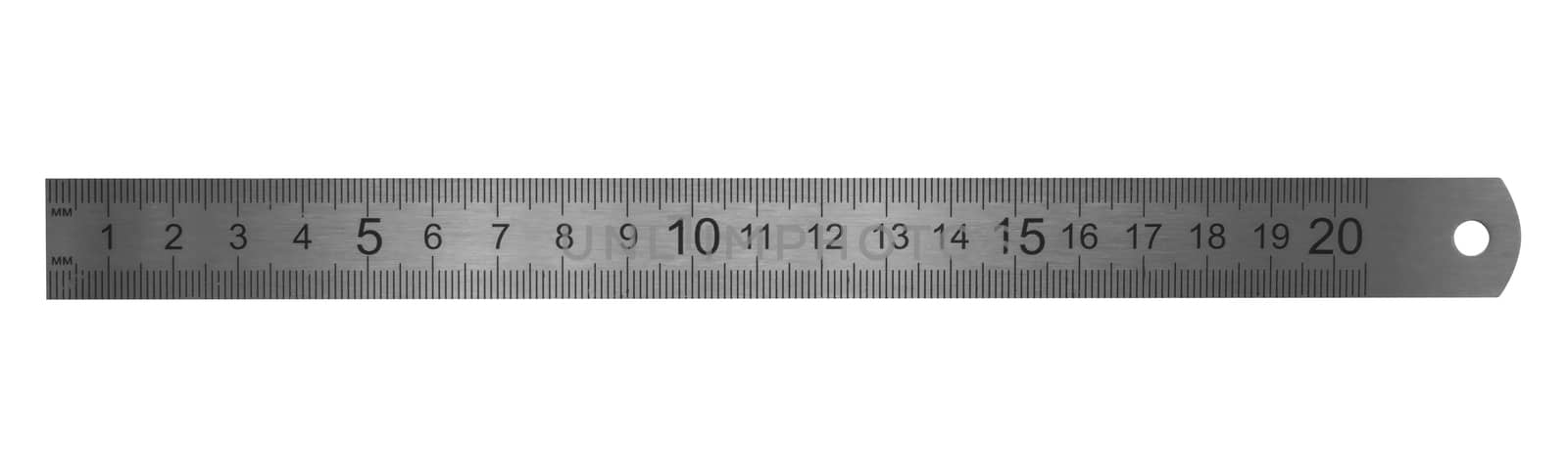 Metal ruler isolated on white background with clipping path.