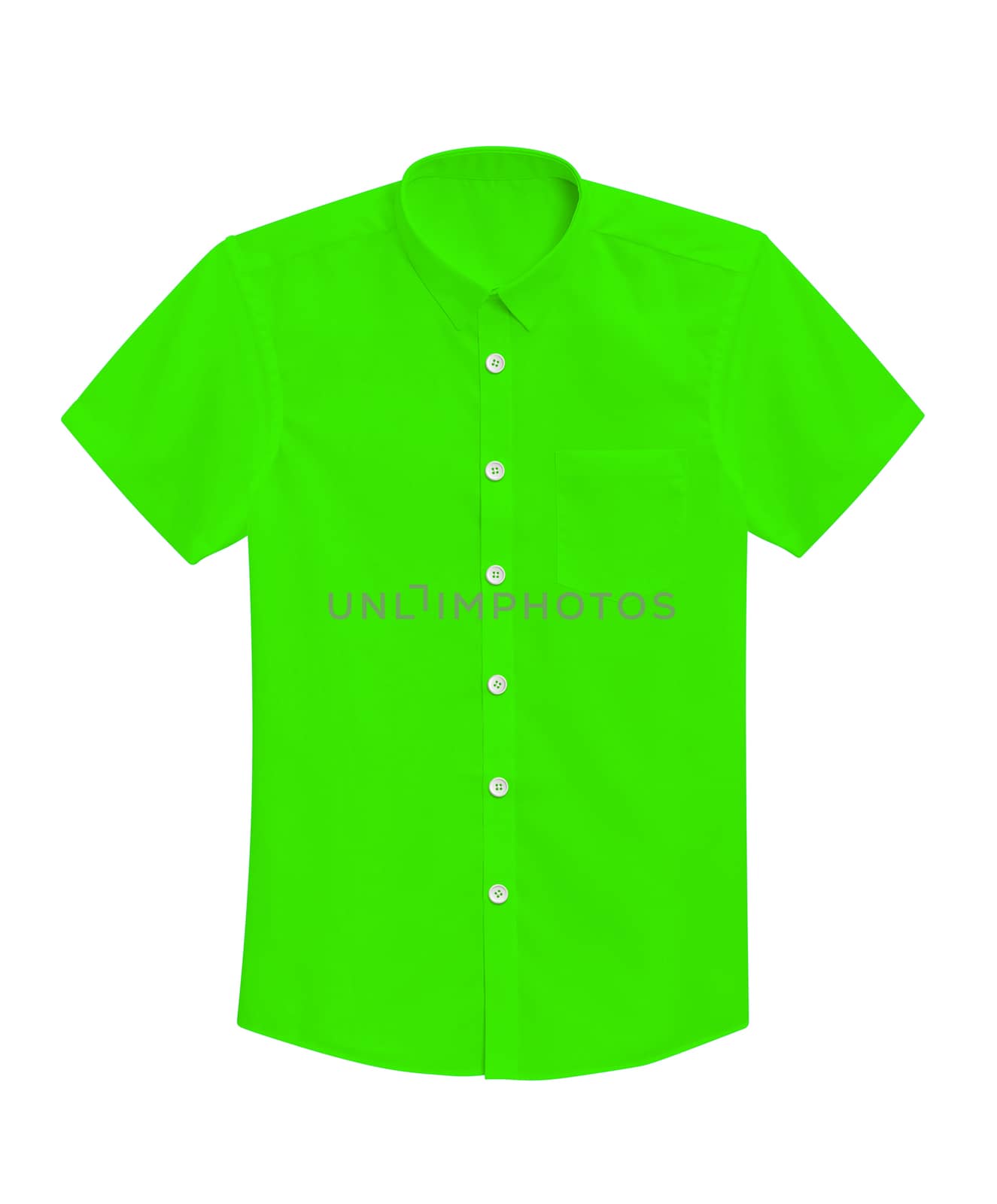 Green shirt isolated on a white background with clipping path.