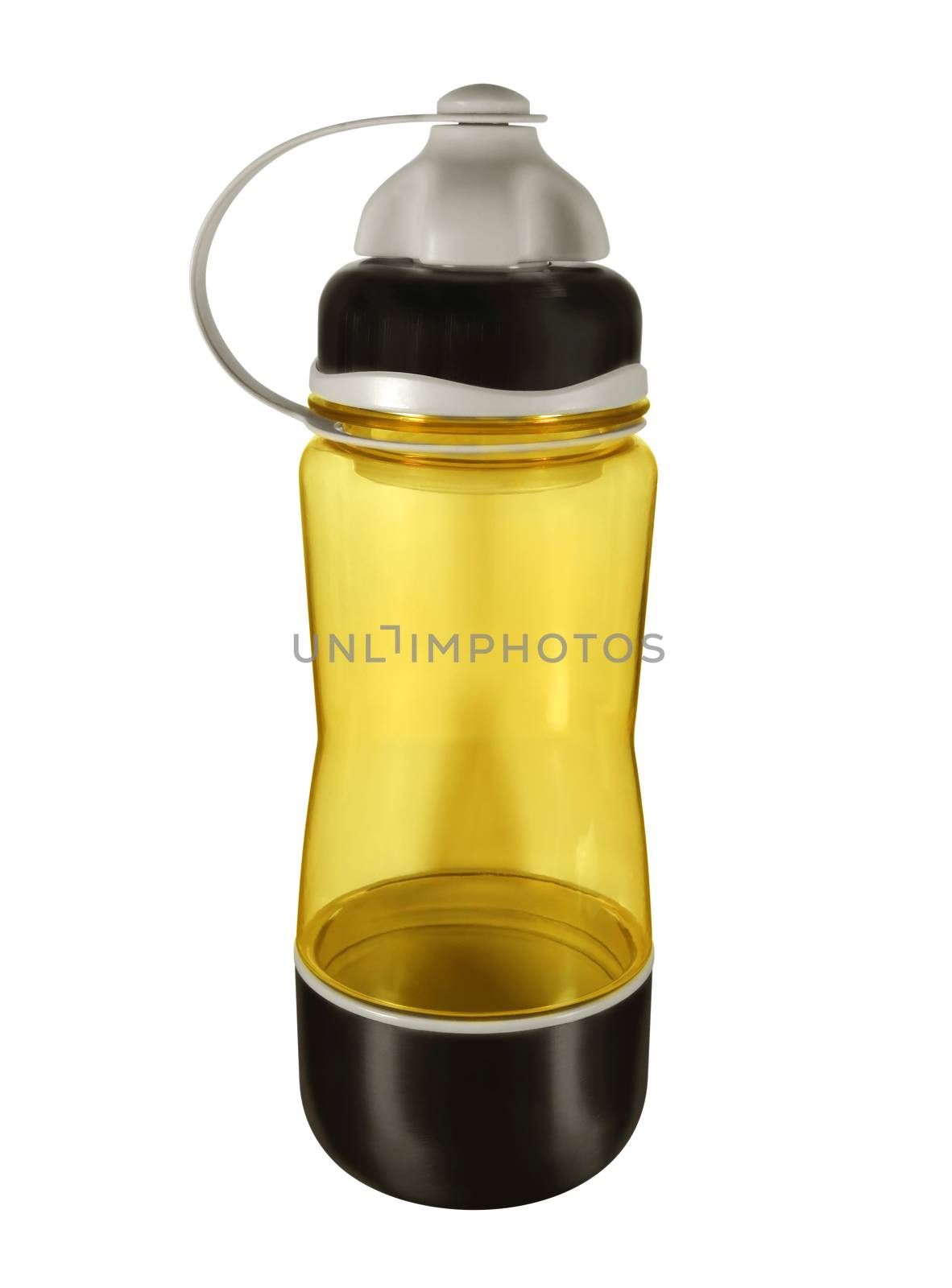 Yellow sport bottle isolated on white with Clipping Path