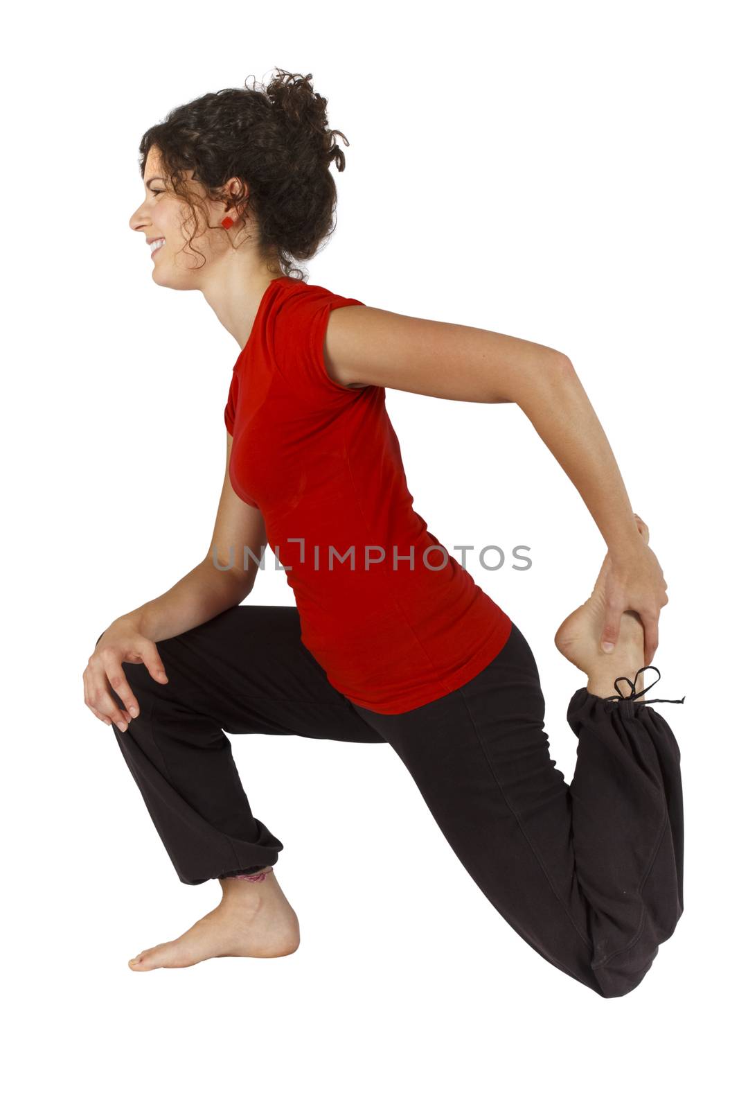 Young woman doing some exercise on floor.