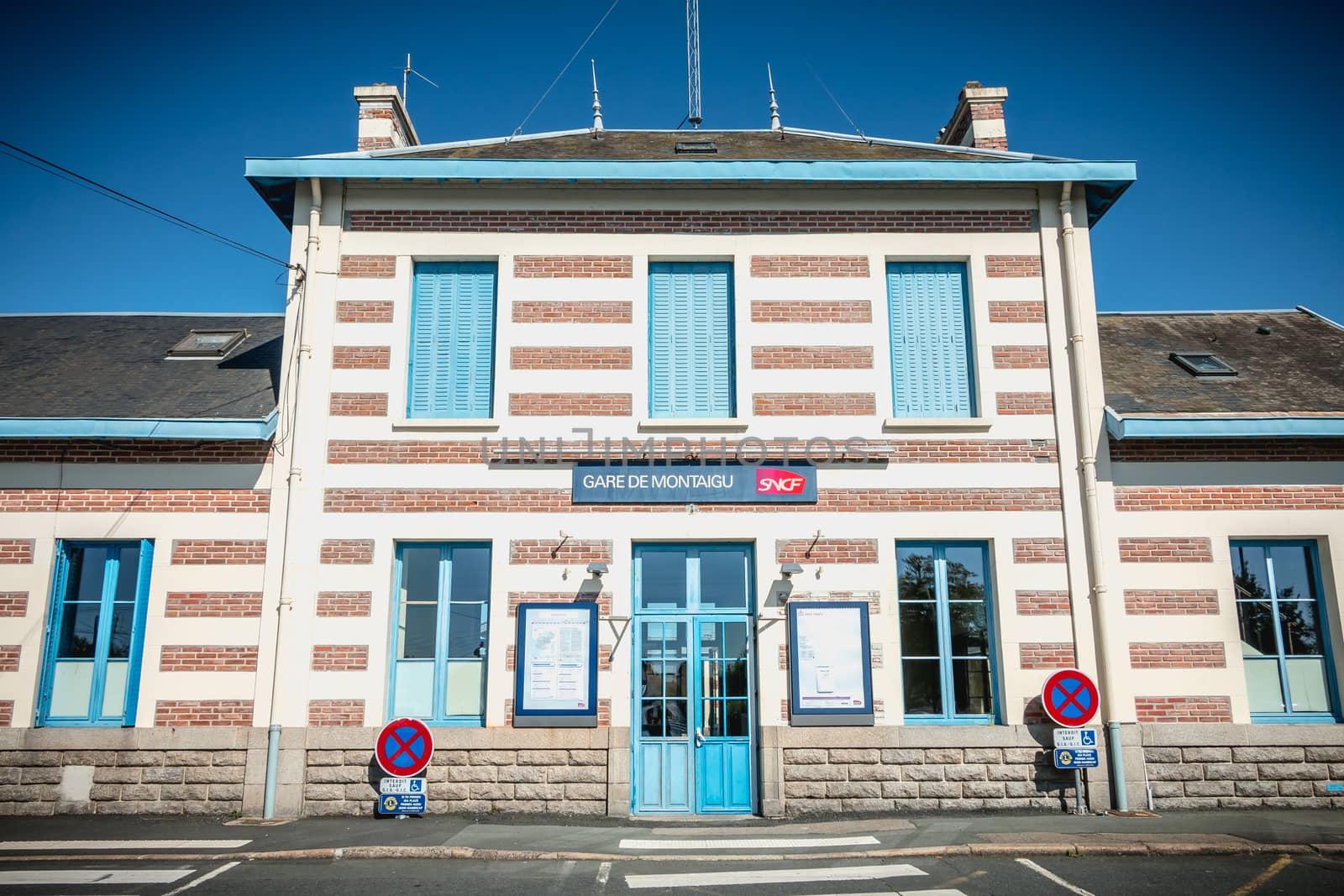 Architectural detail of the small Montaigu train station by AtlanticEUROSTOXX