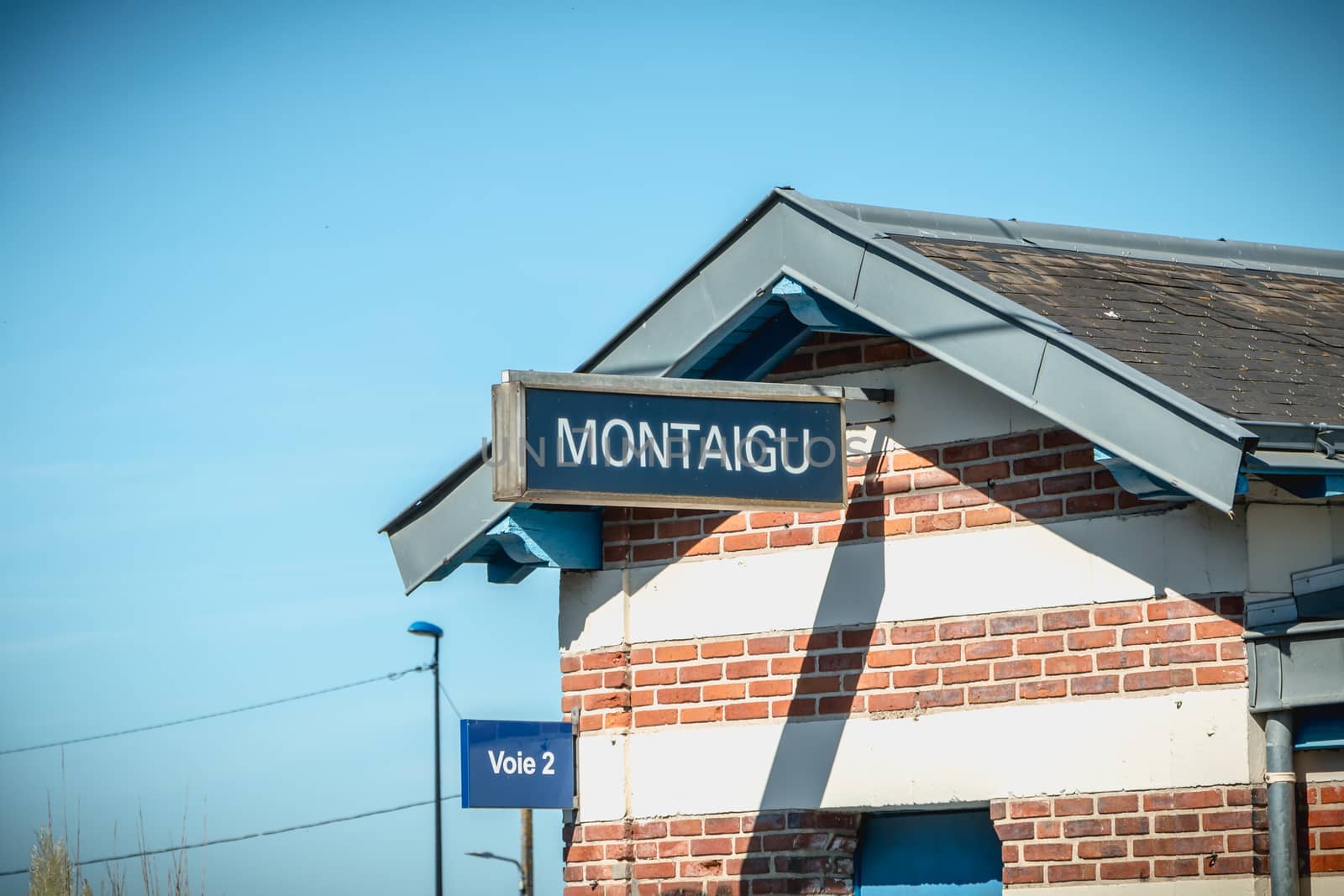 Architectural detail of the small Montaigu train station by AtlanticEUROSTOXX
