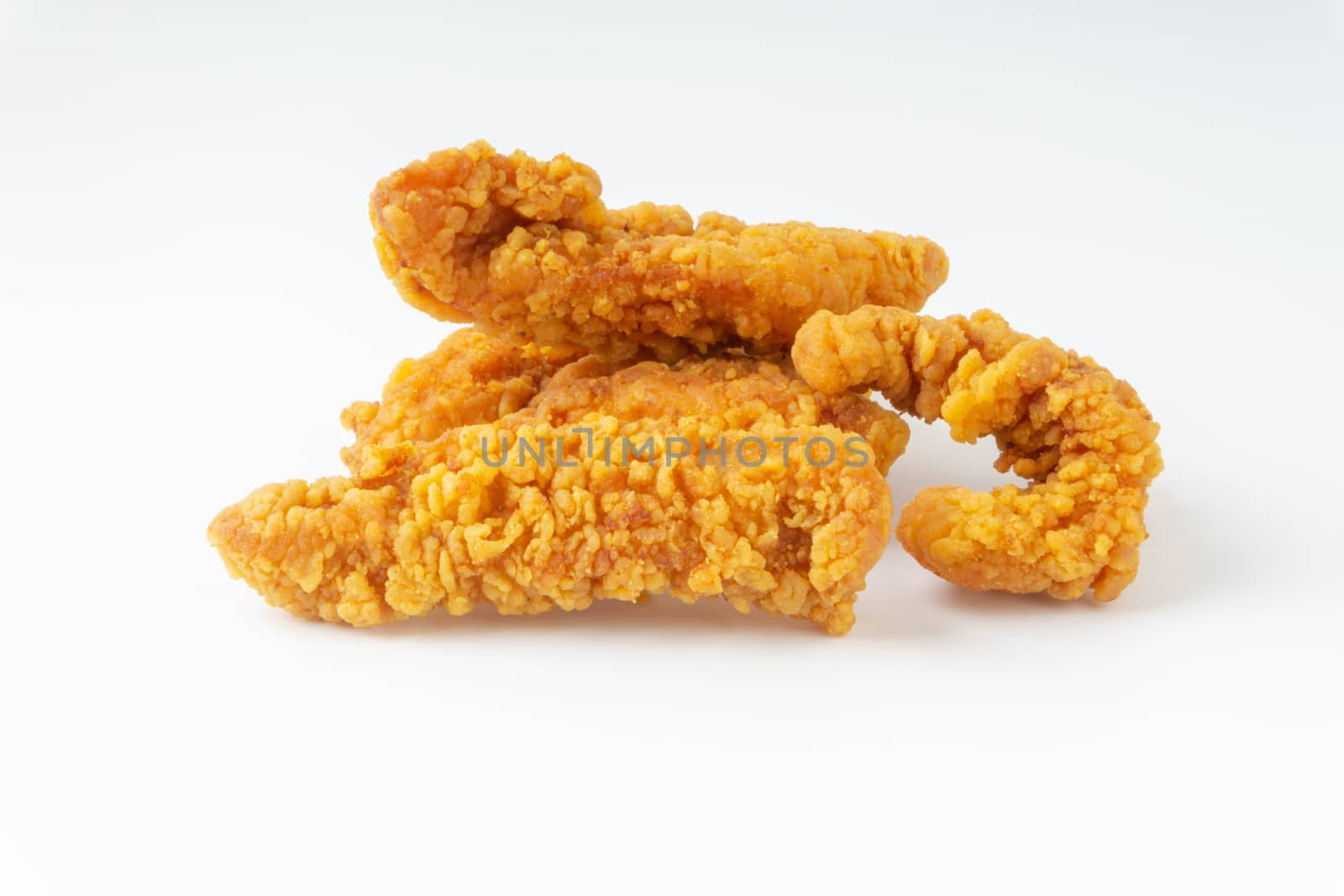 Fried breaded chicken fillet isolated on white background  by silverwings